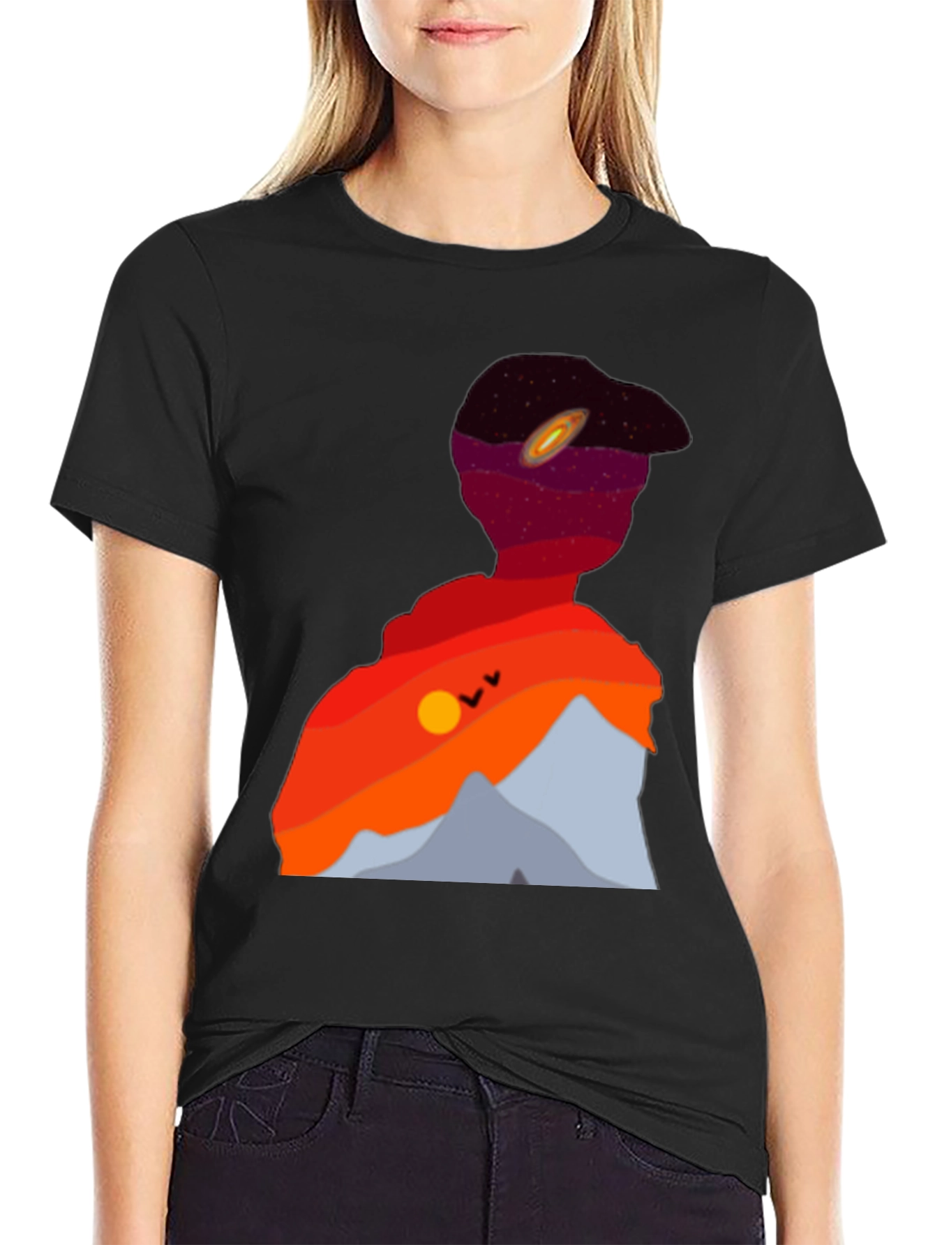 Sunset Space Silhouette Graphic Tee