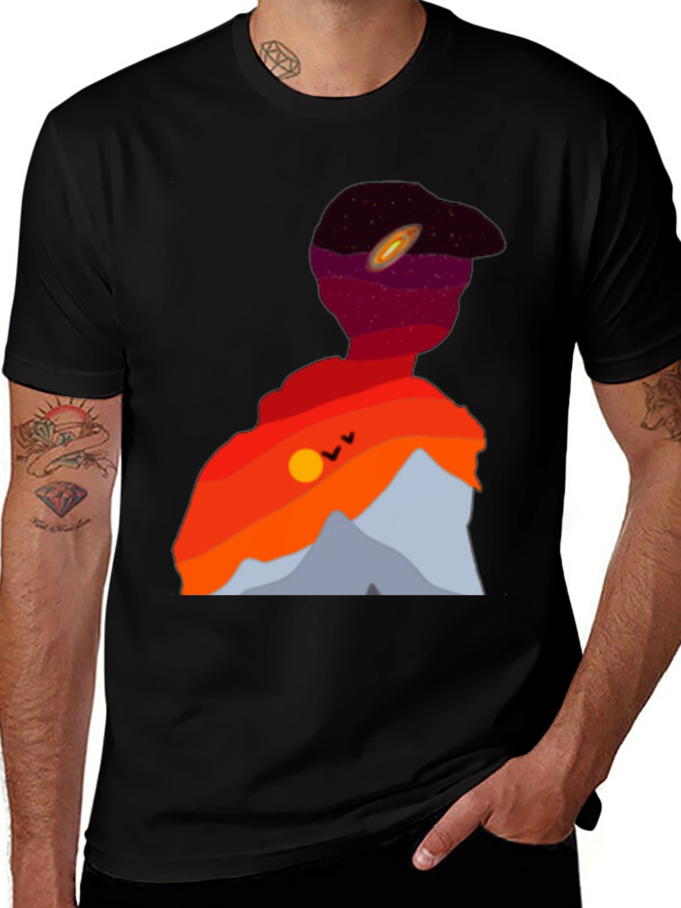 Sunset Space Silhouette Graphic Tee