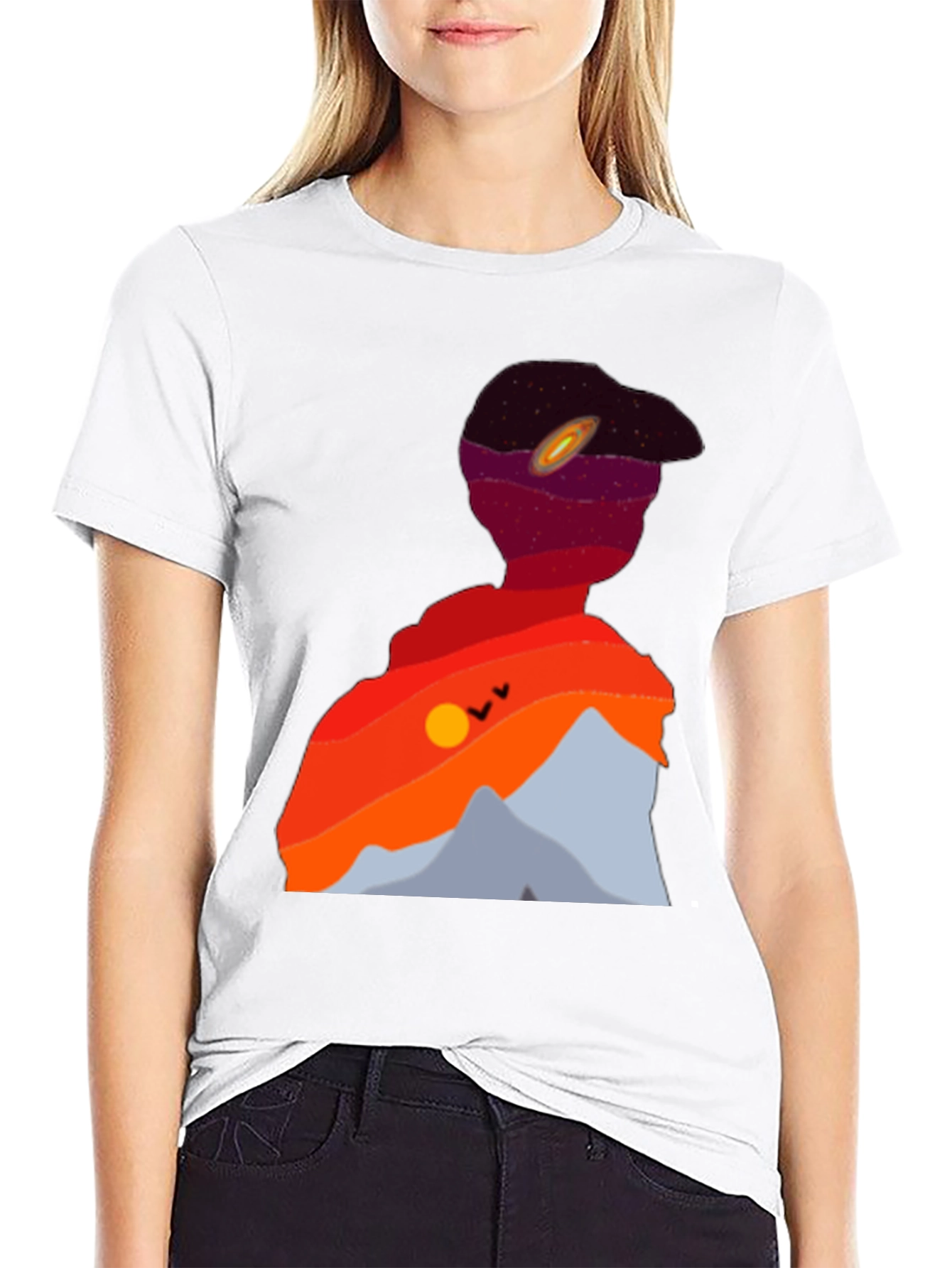 Sunset Space Silhouette Graphic Tee