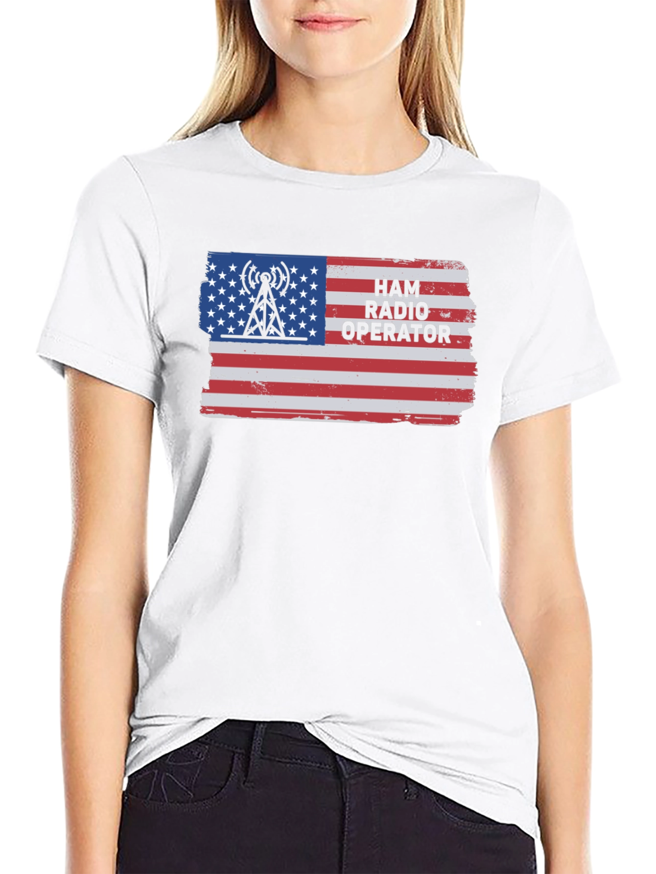 Ham Radio Operator USA Flag Graphic T-Shirt