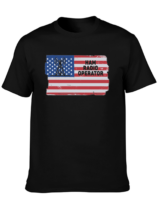 Ham Radio Operator USA Flag Graphic T-Shirt