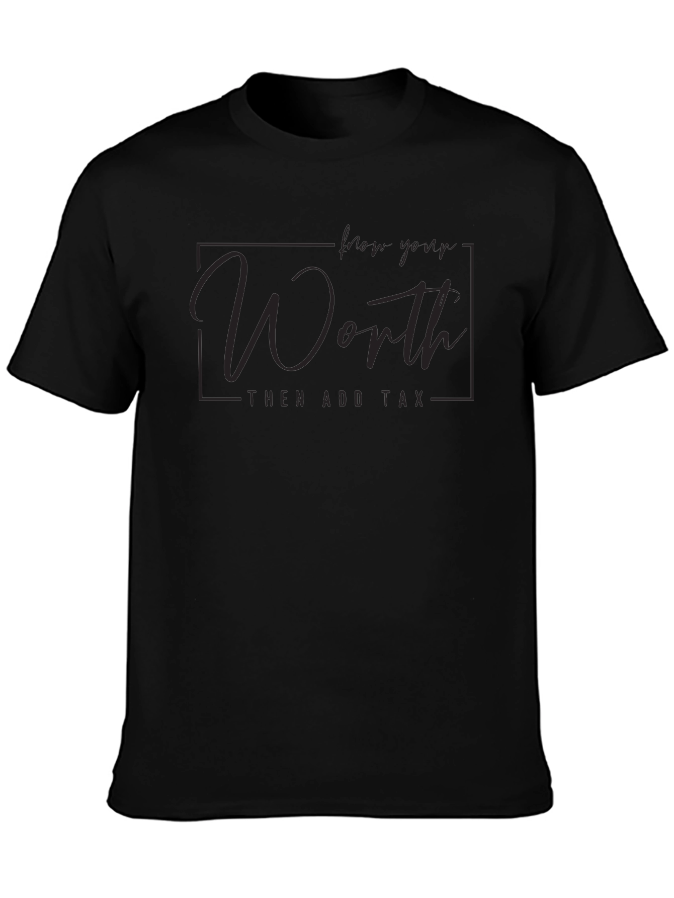 Know Your Worth Mens Black Graphic Tee