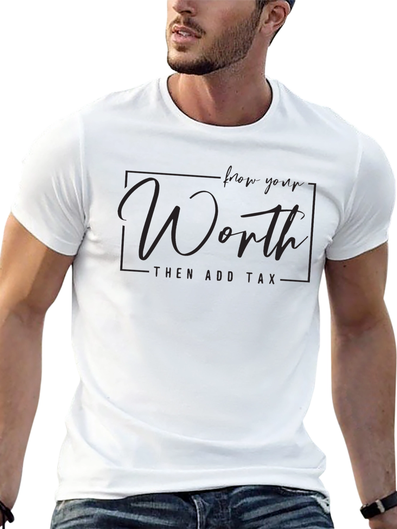 Know Your Worth Mens Black Graphic Tee