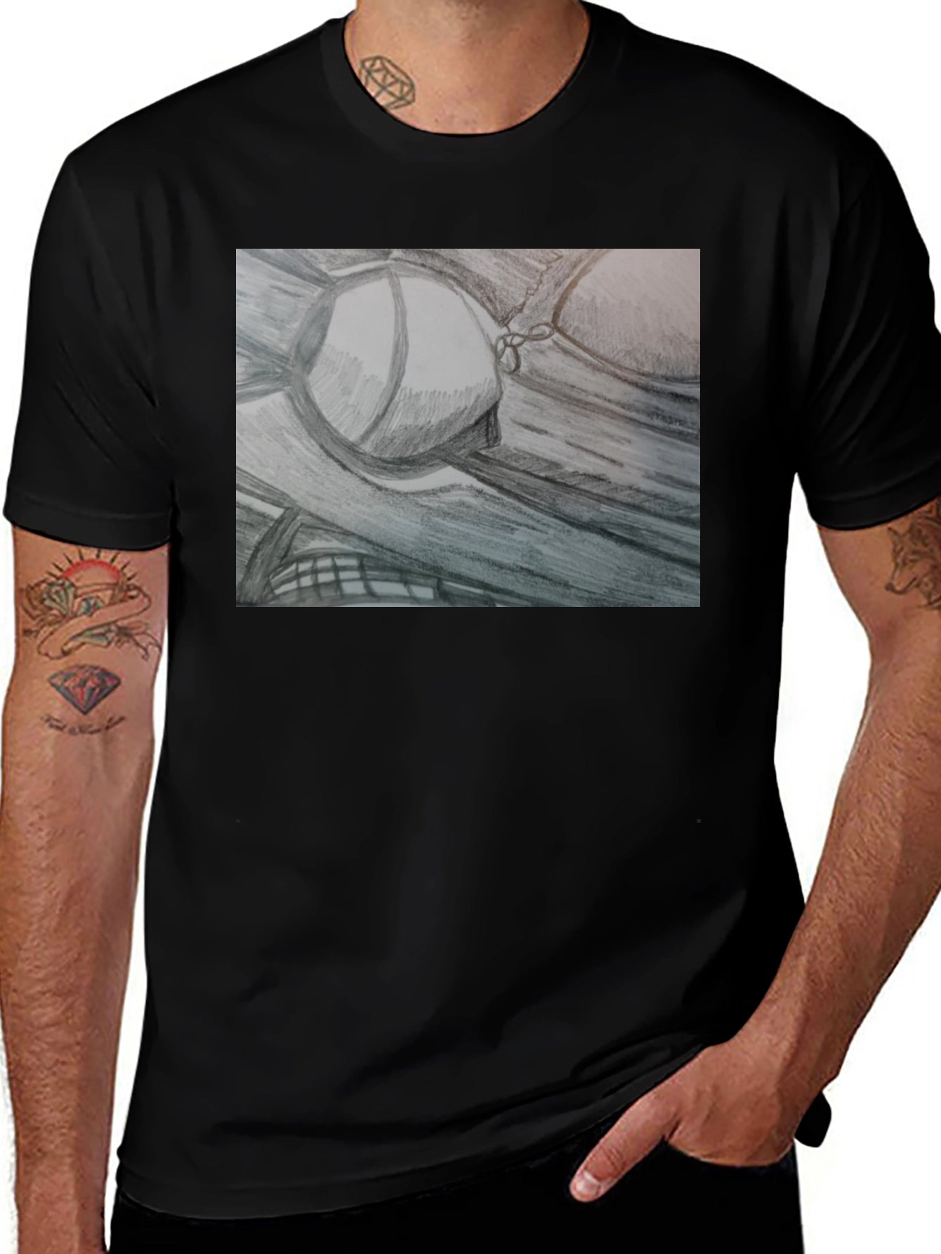 Sketch Art Tee: Unique Bra Design