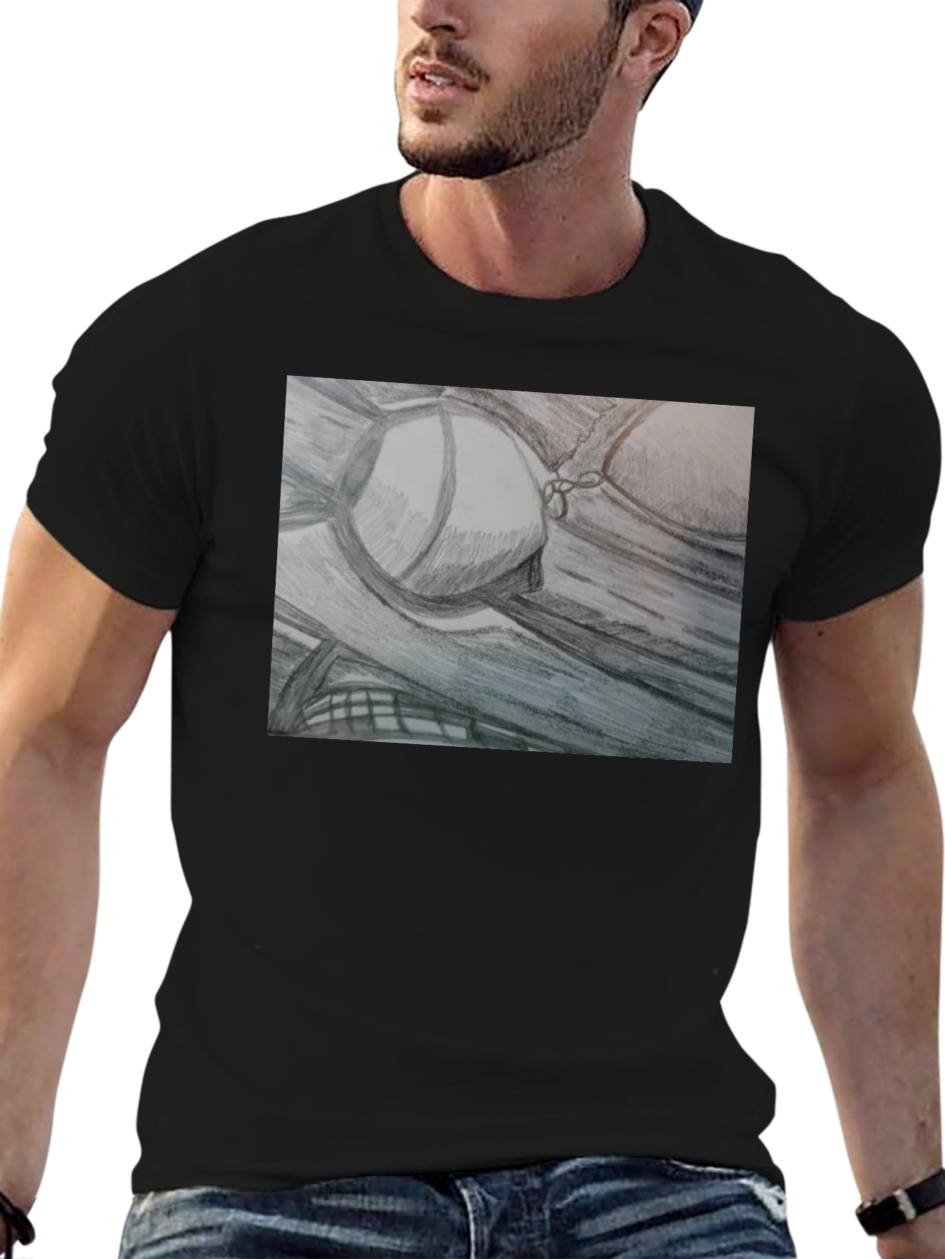 Sketch Art Tee: Unique Bra Design