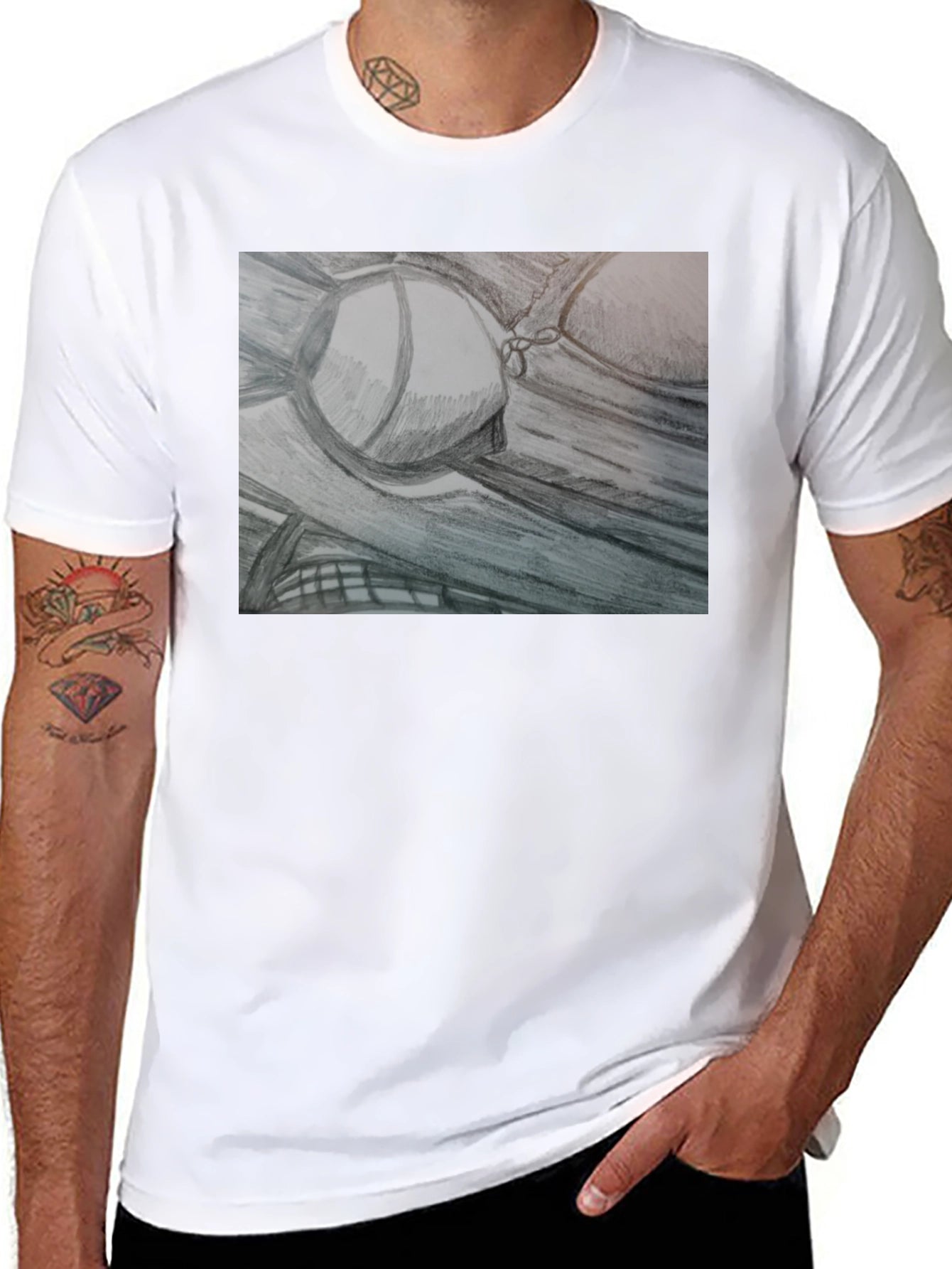 Sketch Art Tee: Unique Bra Design