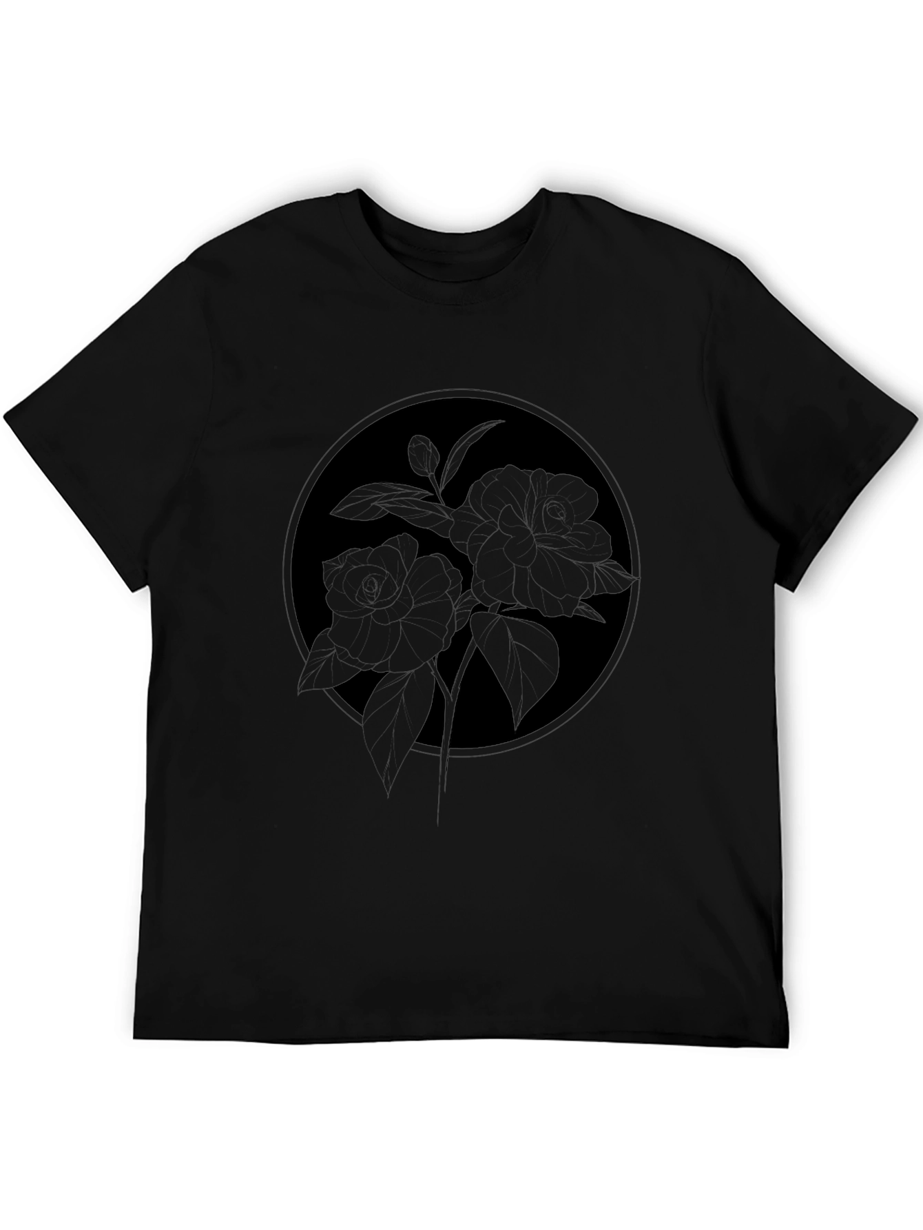 Black Floral Silhouette Graphic T-Shirt