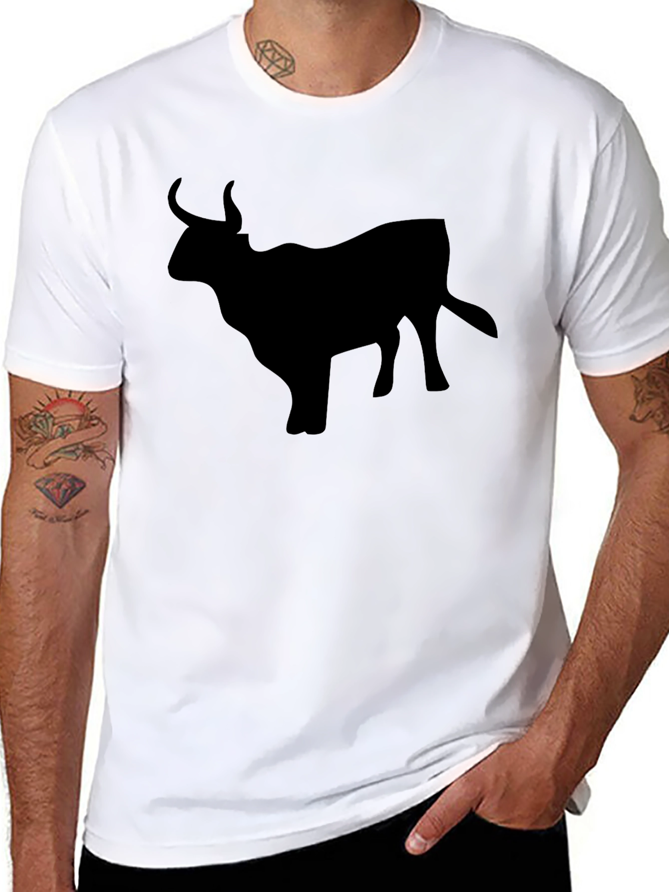 Mens Black Bull Silhouette T-Shirt