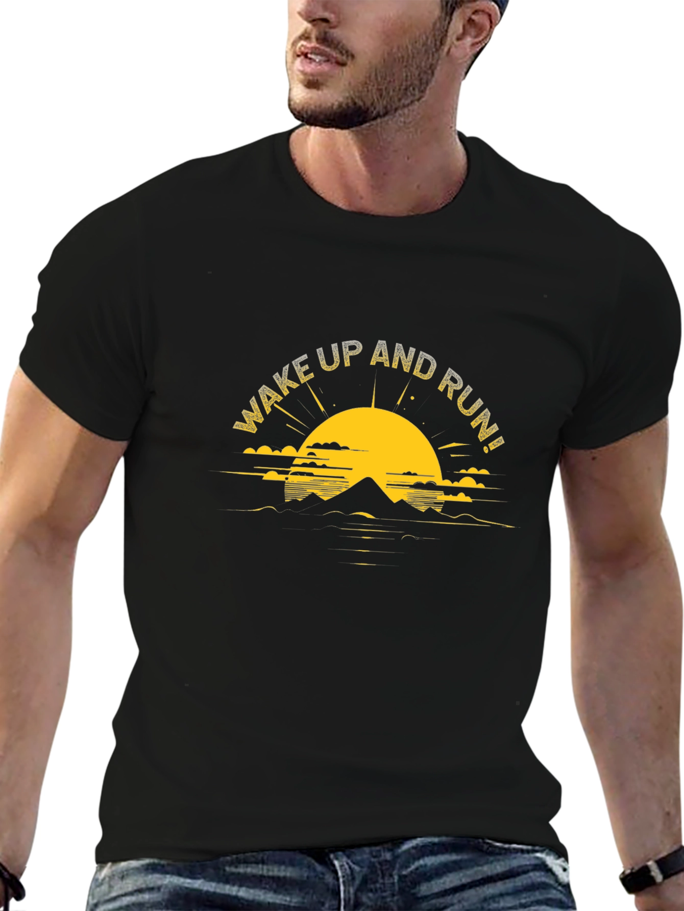 Wake Up And Run Graphic Tee - Black