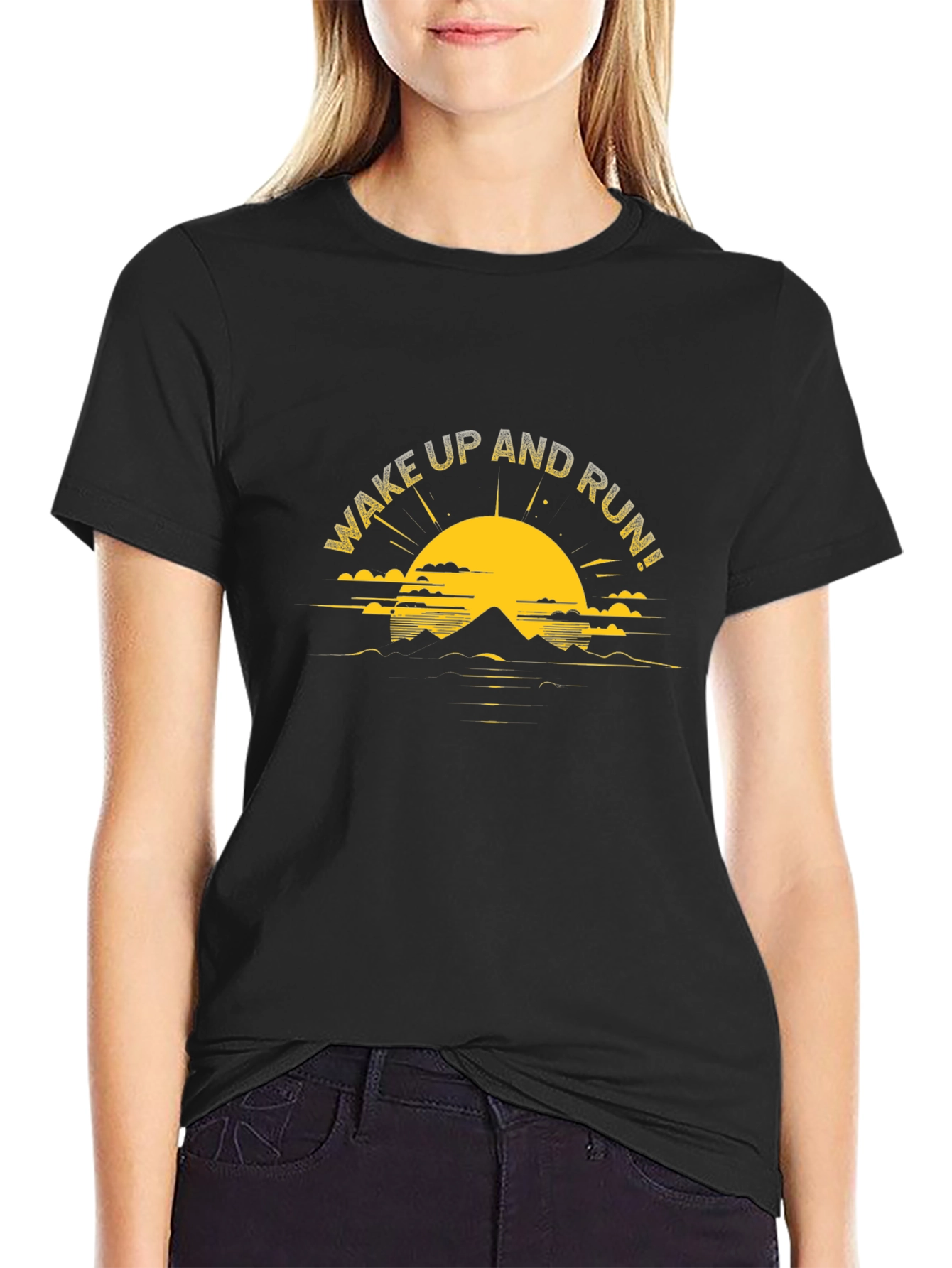 Wake Up And Run Graphic Tee - Black
