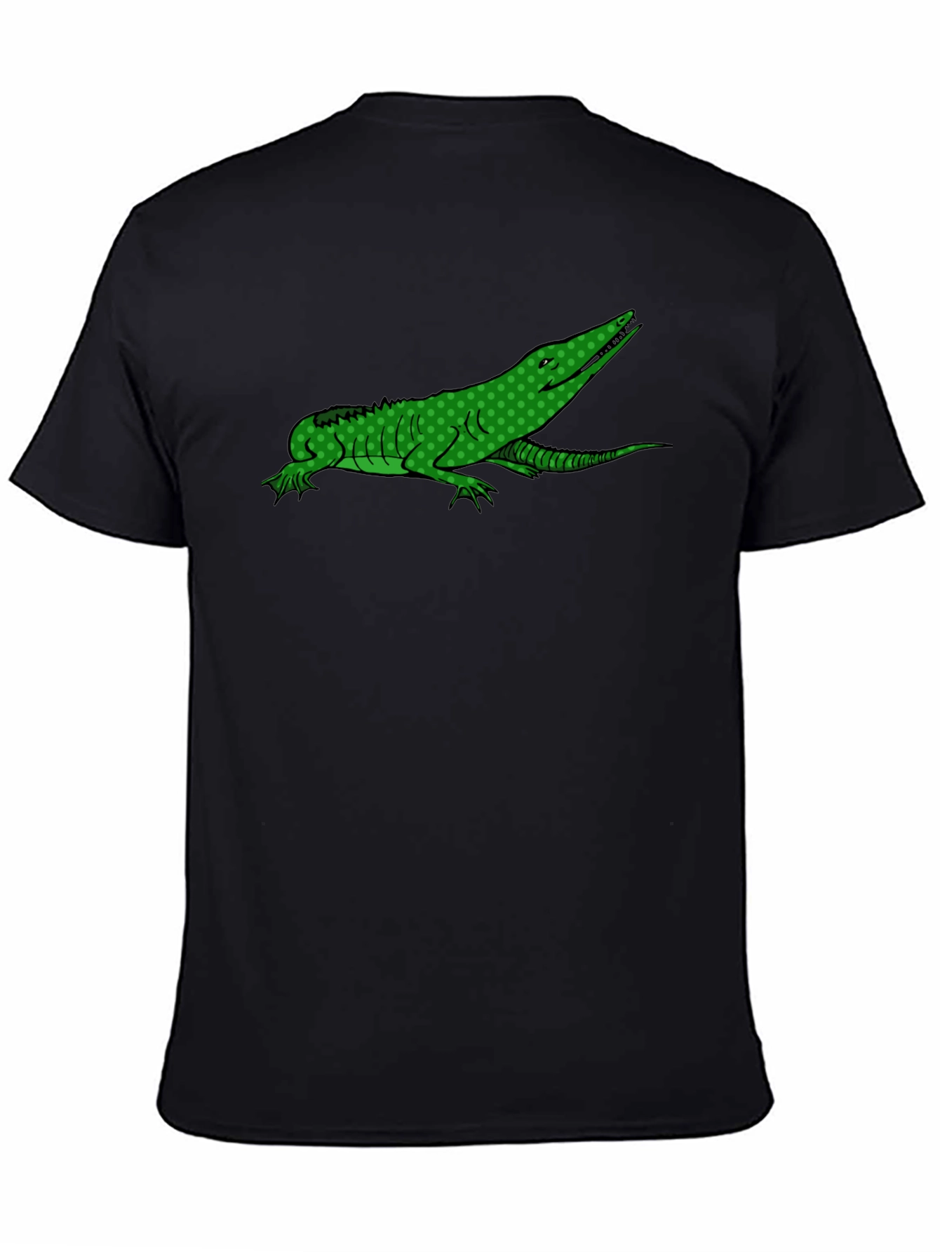 Green Alligator Graphic Black T-Shirt