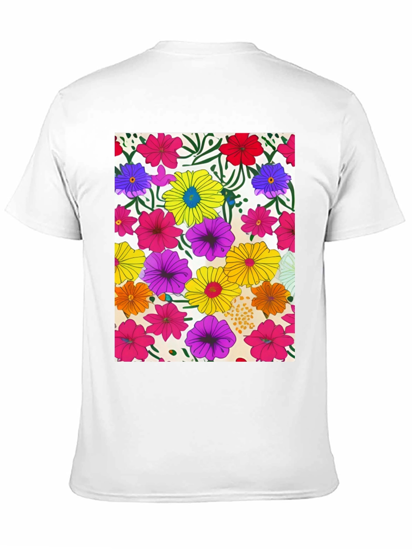 Floral Pattern Black Tee - Vivid Garden Print