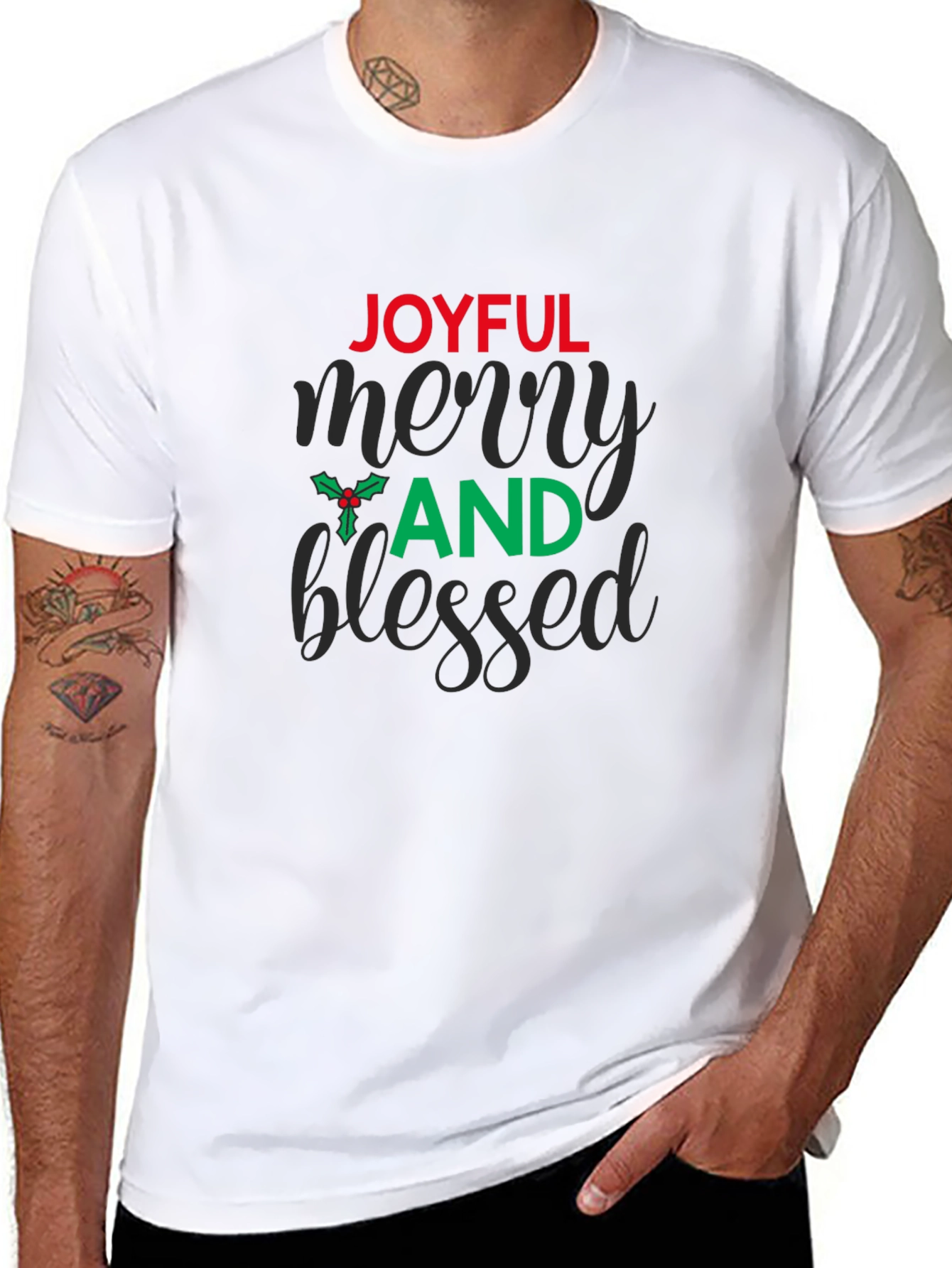 Joyful Merry And Blessed Graphic Tee