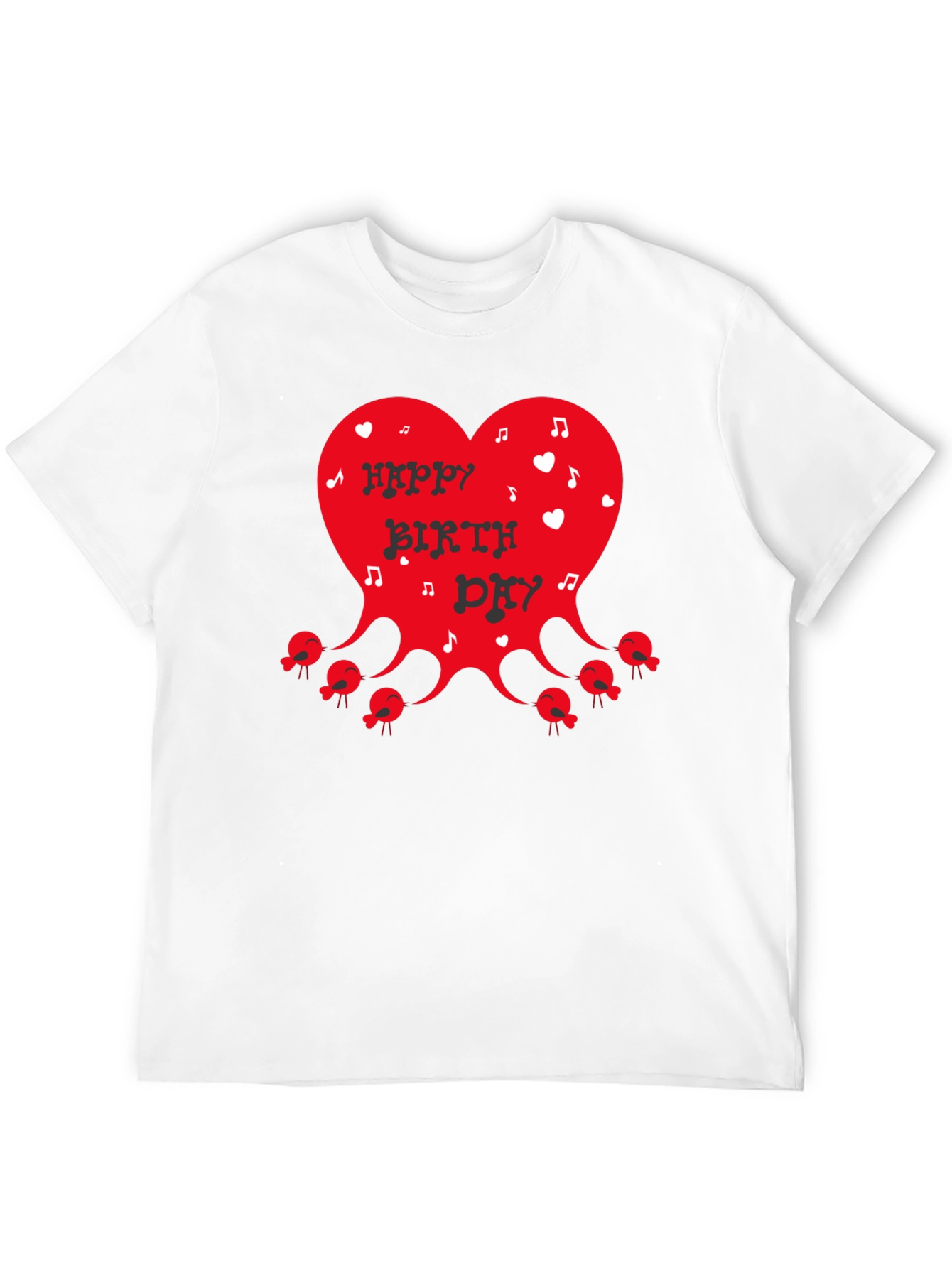 Happy Birthday Heart Graphic T-Shirt - Black