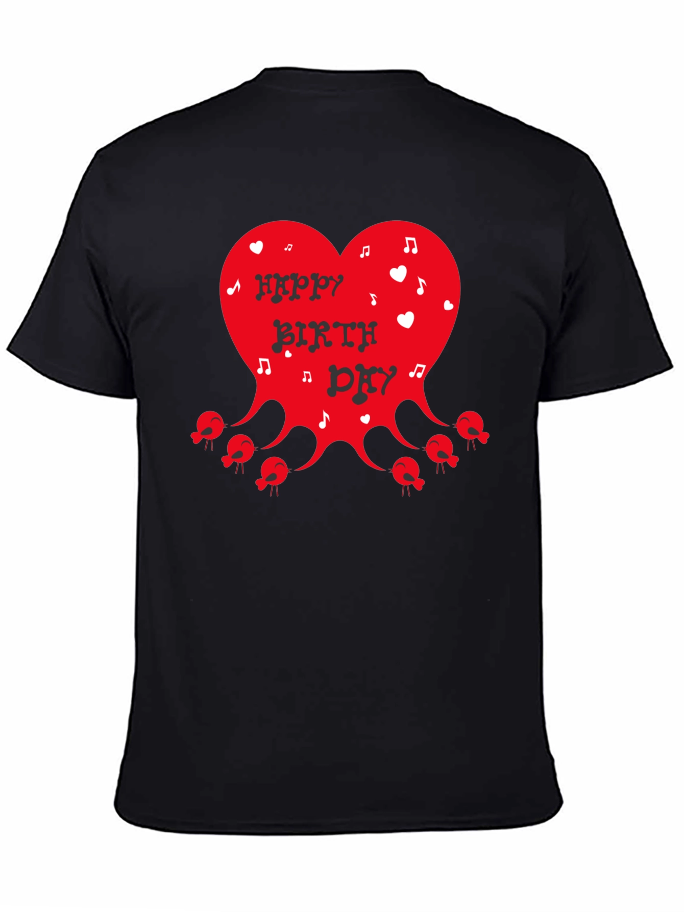 Happy Birthday Heart Graphic T-Shirt - Black