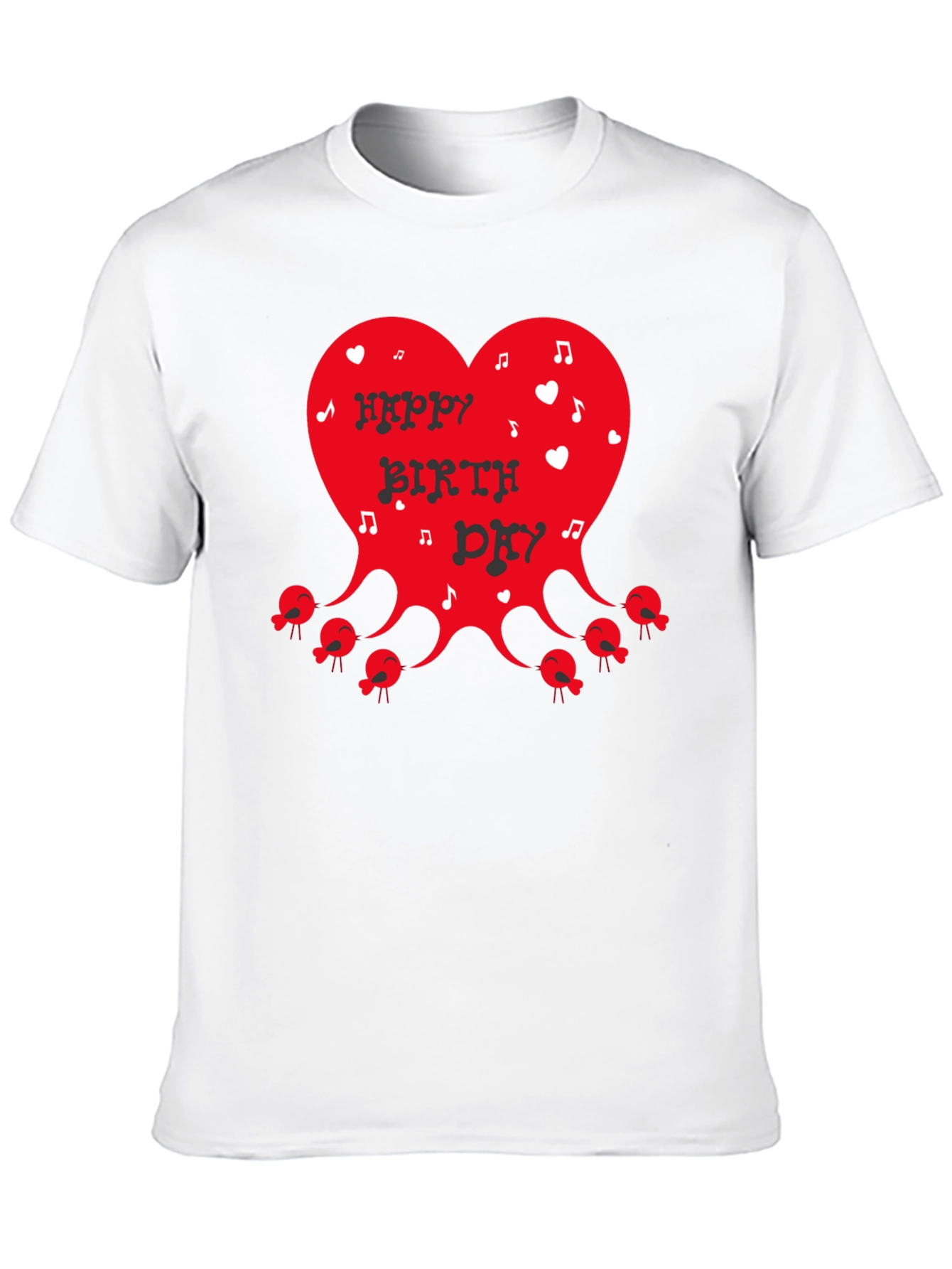 Happy Birthday Heart Graphic T-Shirt - Black