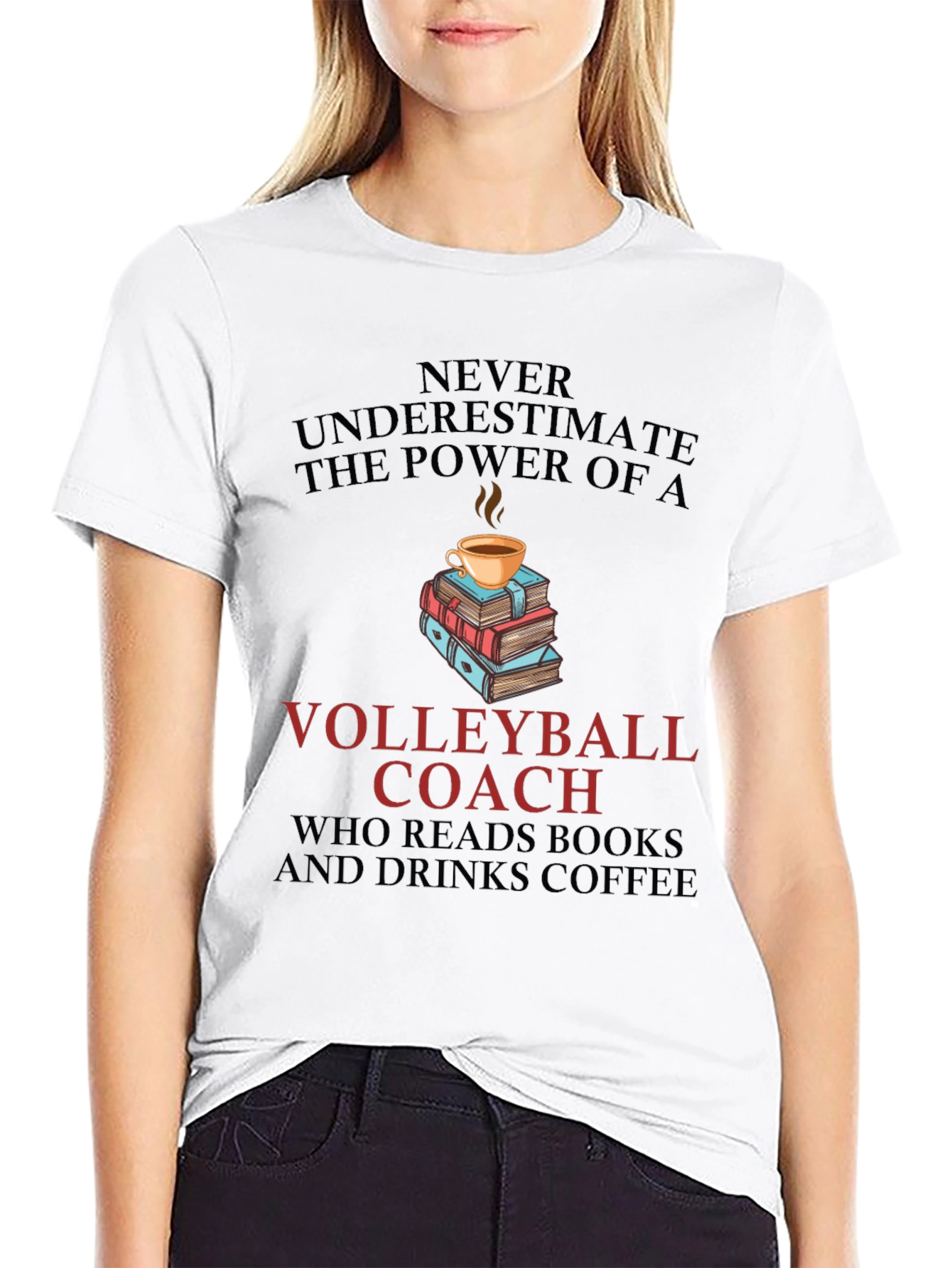 Volleyball Coach Reads Books & Drinks Coffee T-Shirt
