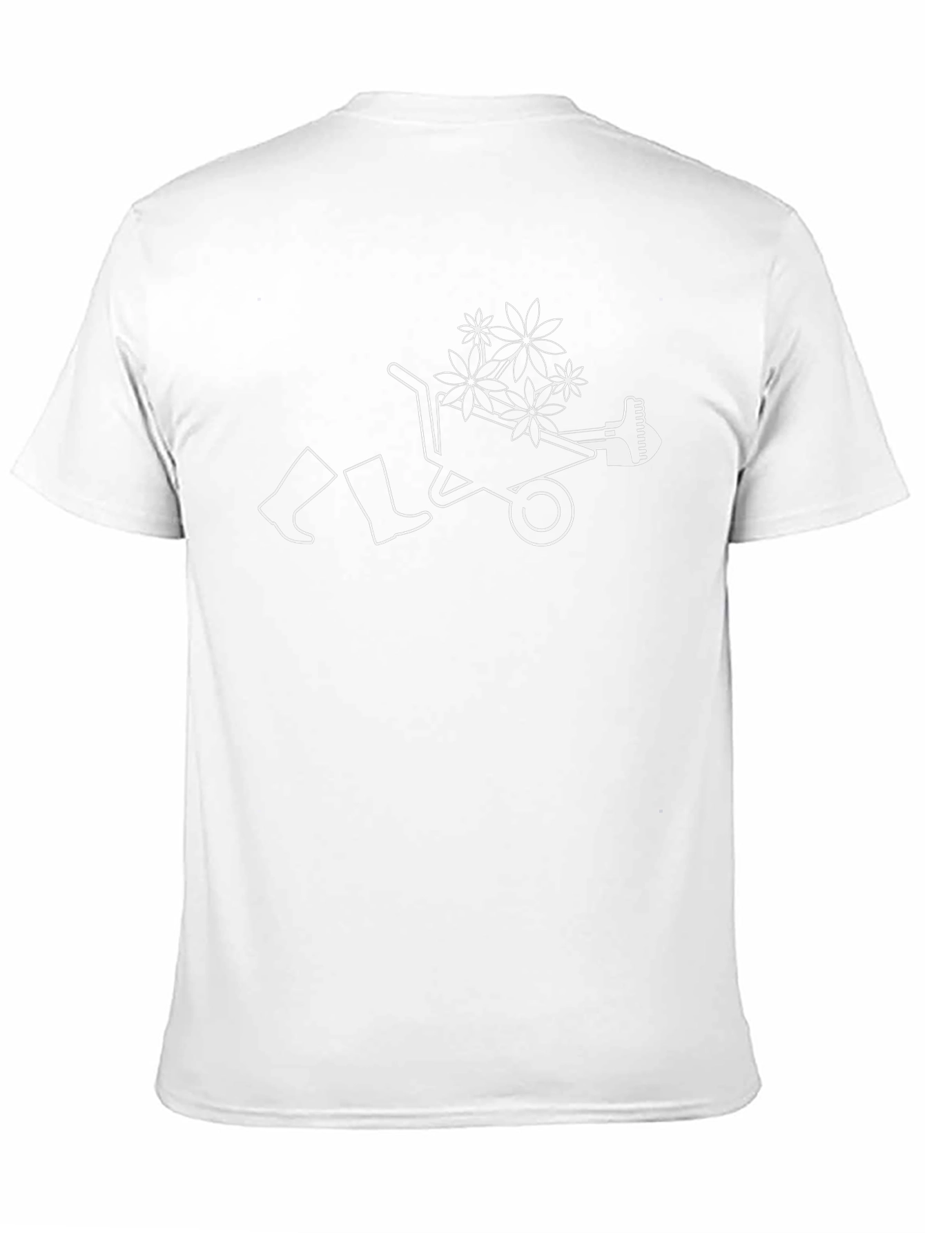 Gardening Humor T-Shirt - Wheelbarrow Boots & Flowers