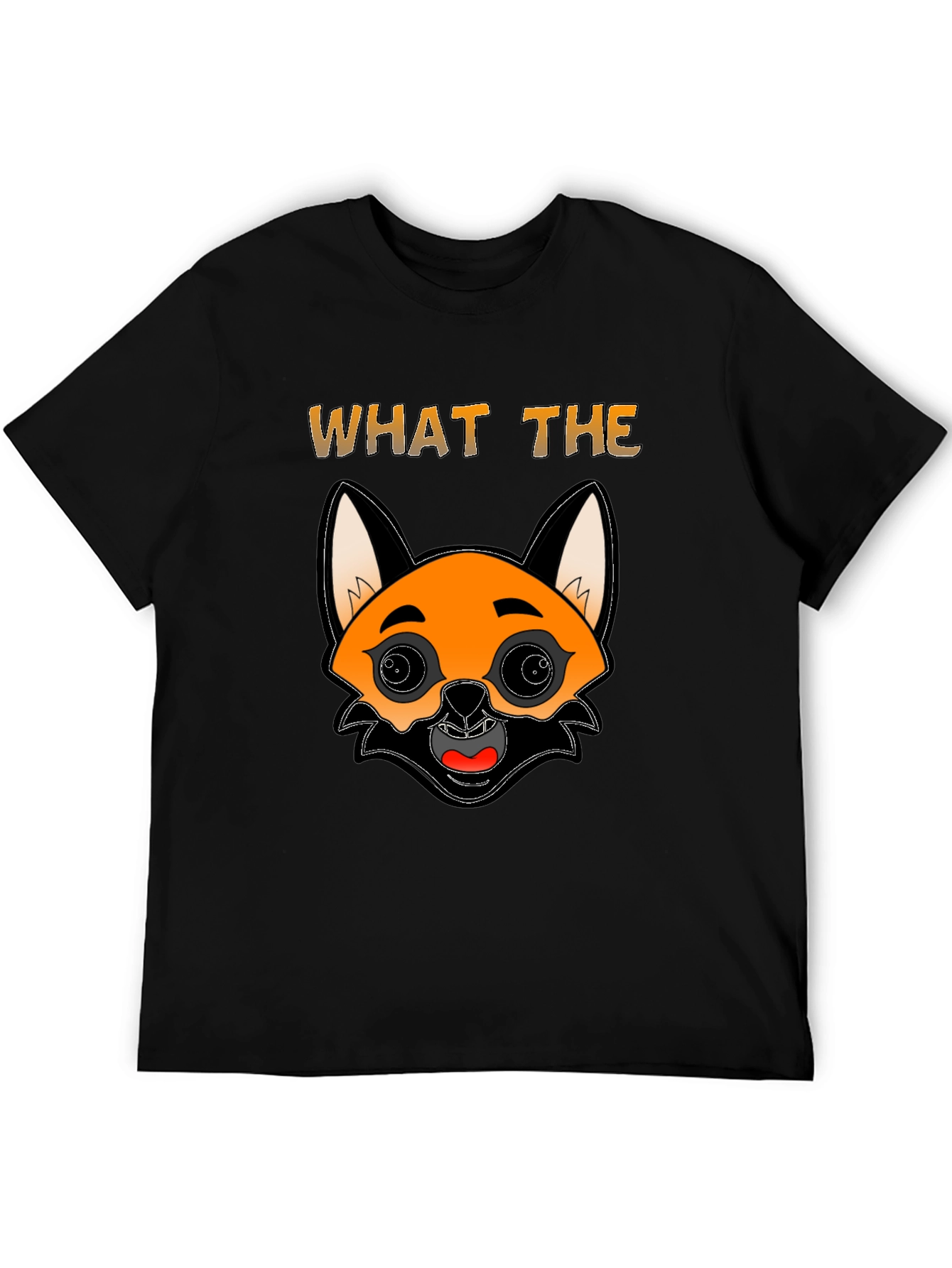 Funny Fox Cartoon Graphic Mens Black T-Shirt