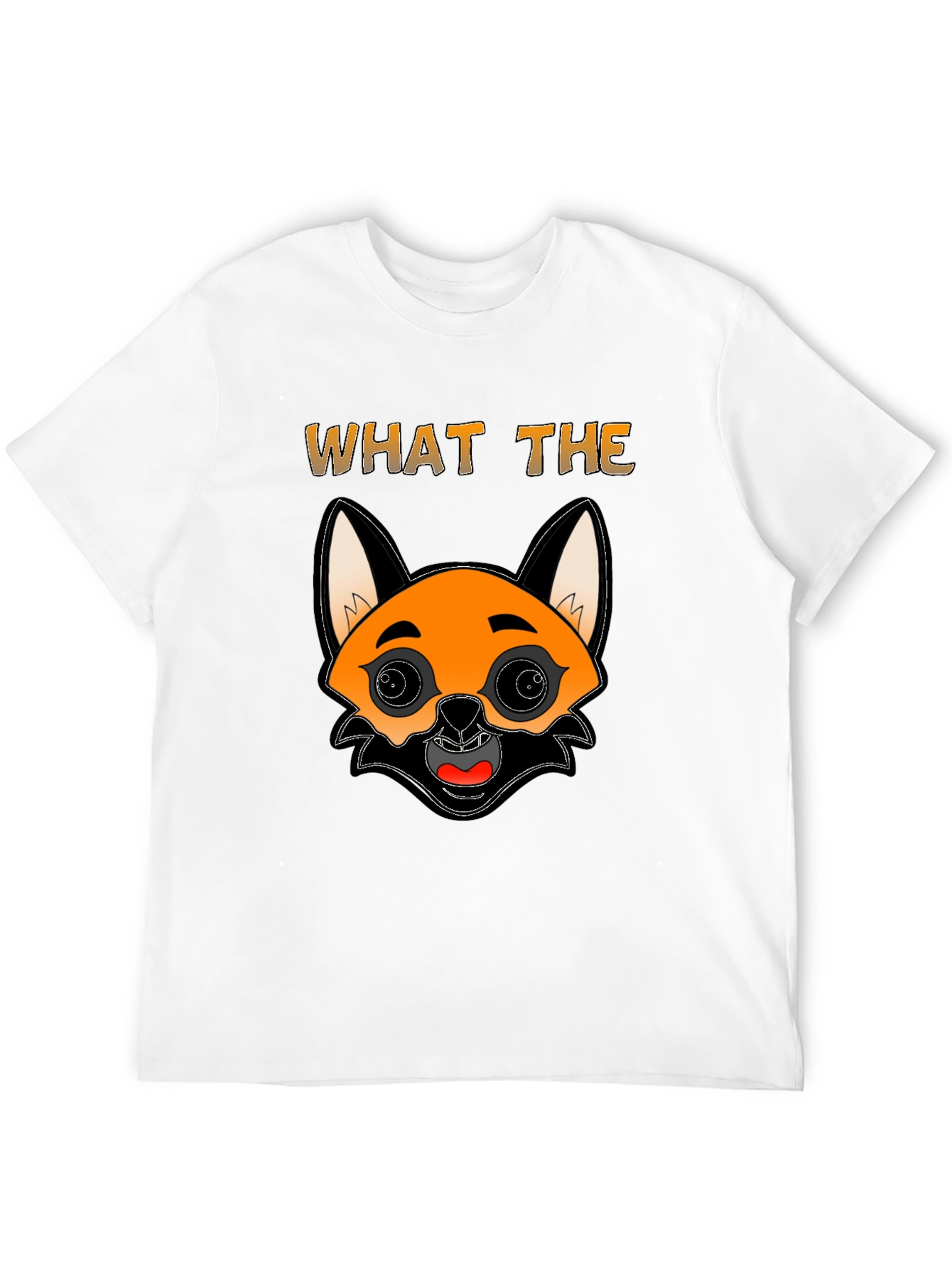 Funny Fox Cartoon Graphic Mens Black T-Shirt