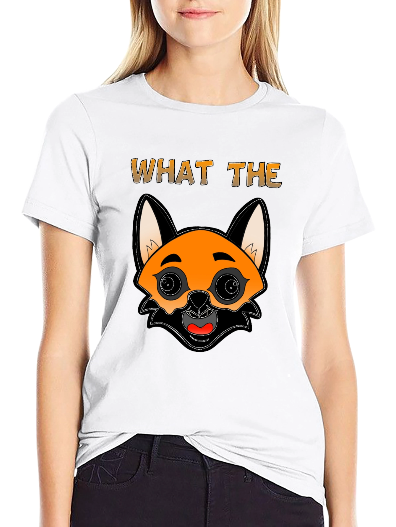 Funny Fox Cartoon Graphic Mens Black T-Shirt
