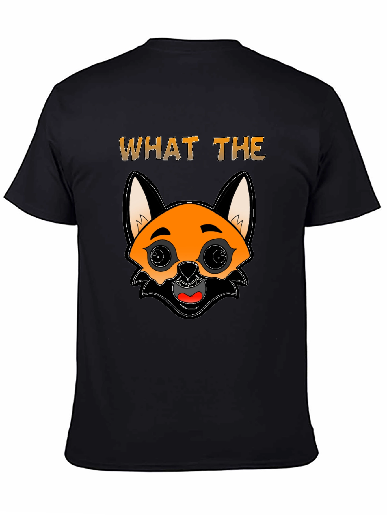 Funny Fox Cartoon Graphic Mens Black T-Shirt
