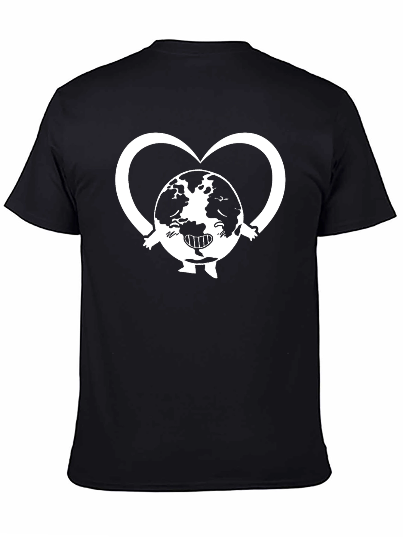 Earth Heart Graphic Tee - Black Cotton Shirt