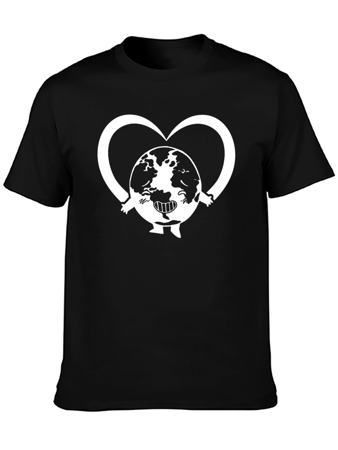 Earth Heart Graphic Tee - Black Cotton Shirt
