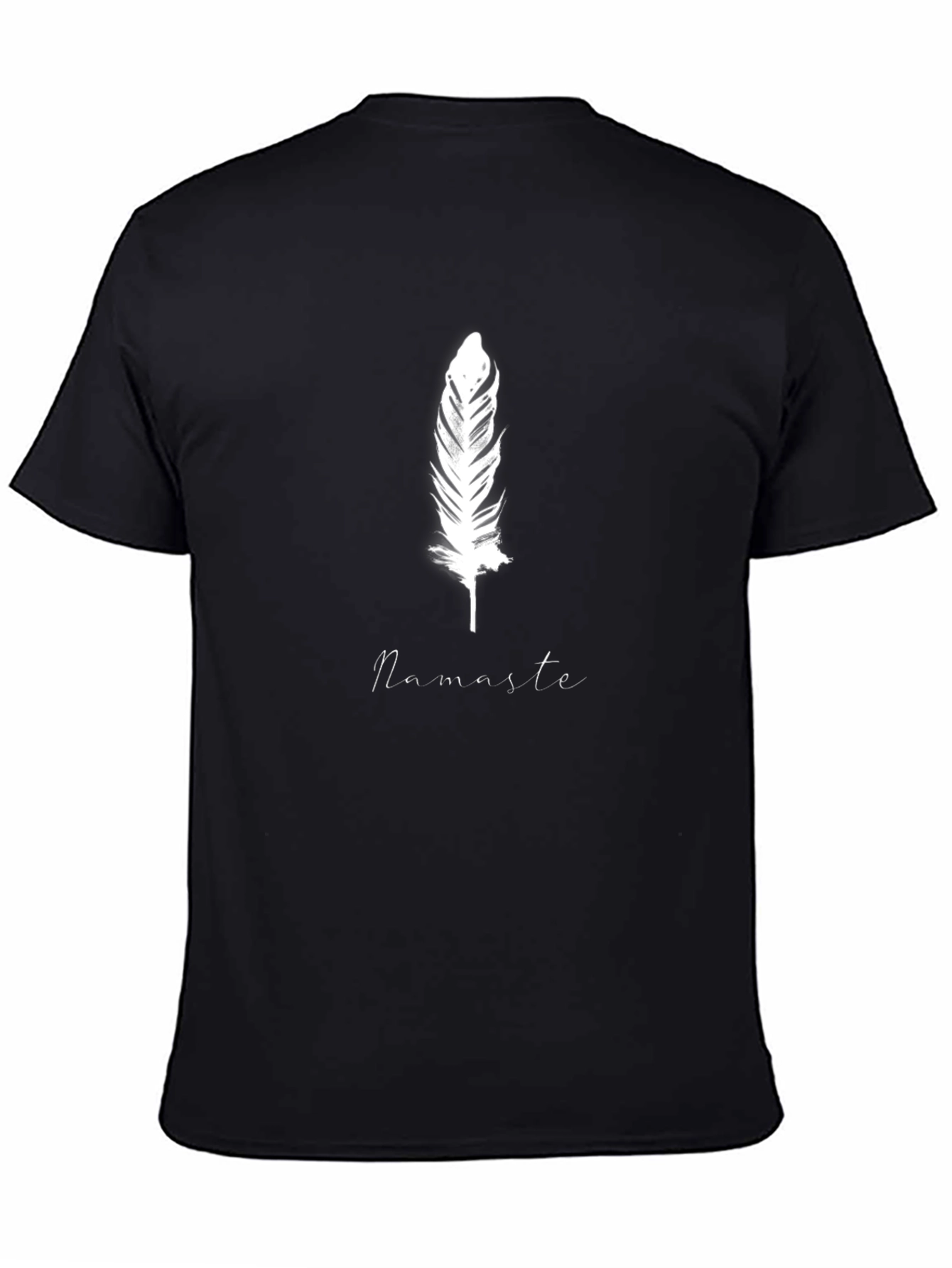 Feather Namaste Graphic Black T-Shirt
