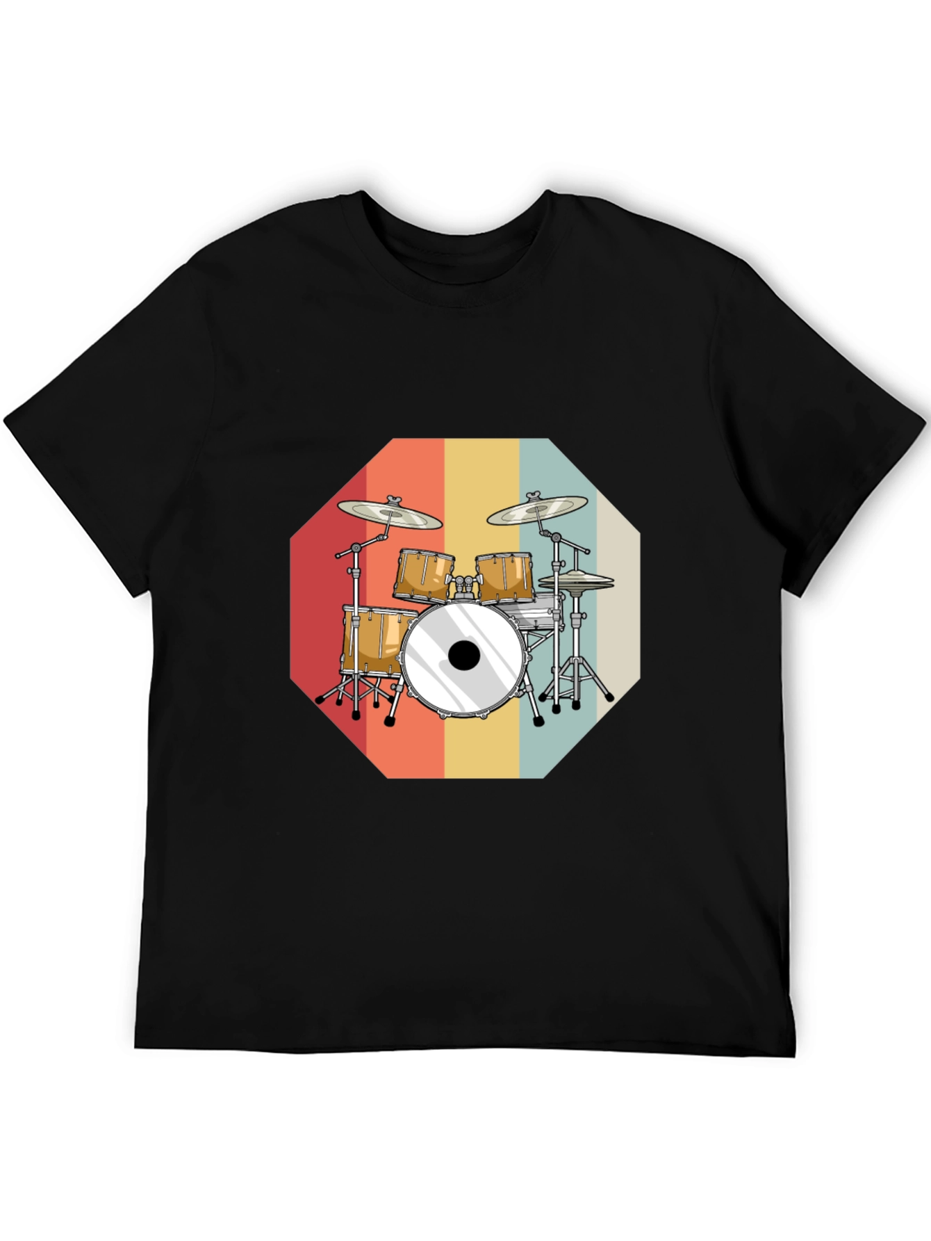 Retro Drum Set Graphic Tee - Black