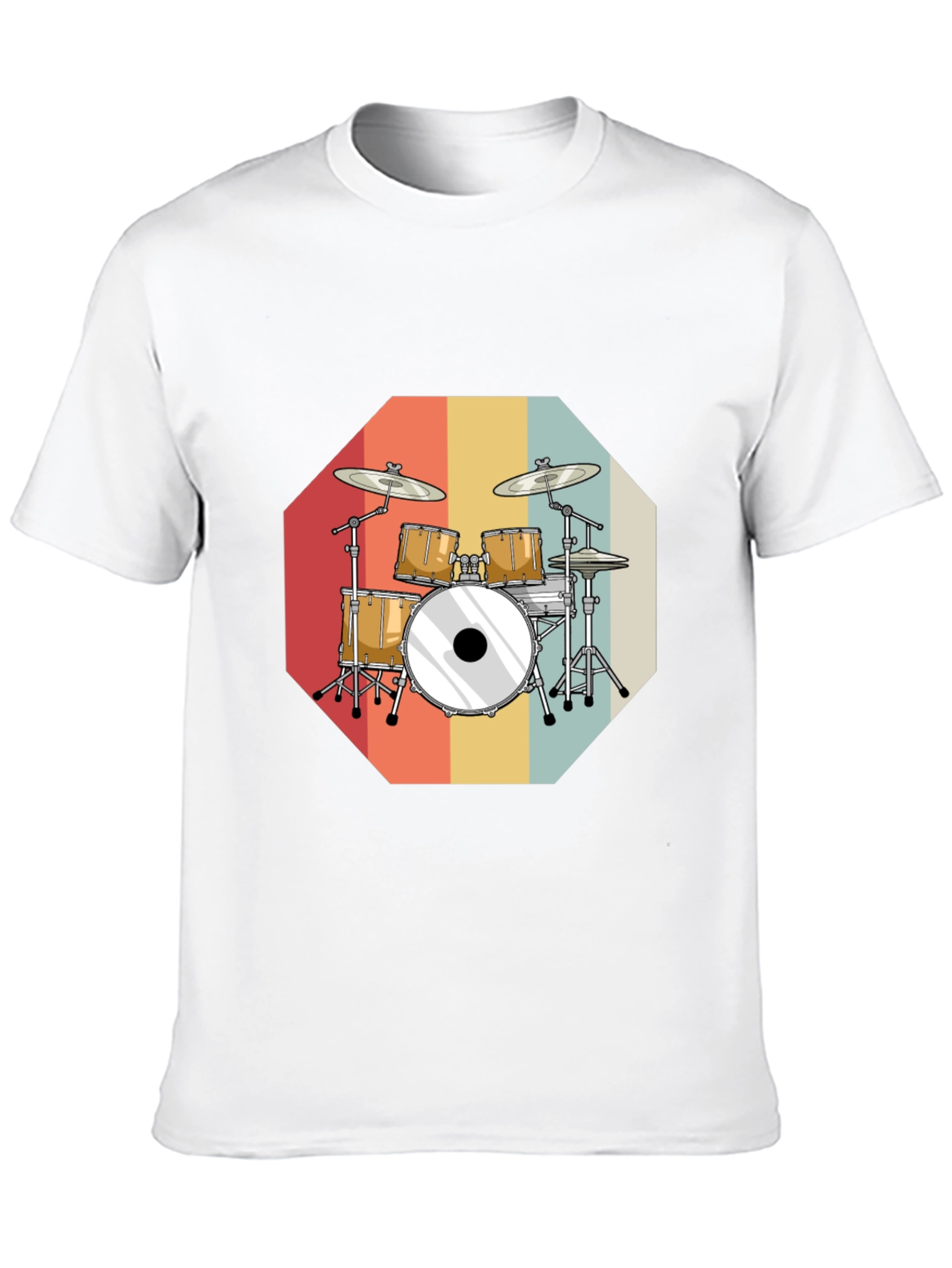 Retro Drum Set Graphic Tee - Black