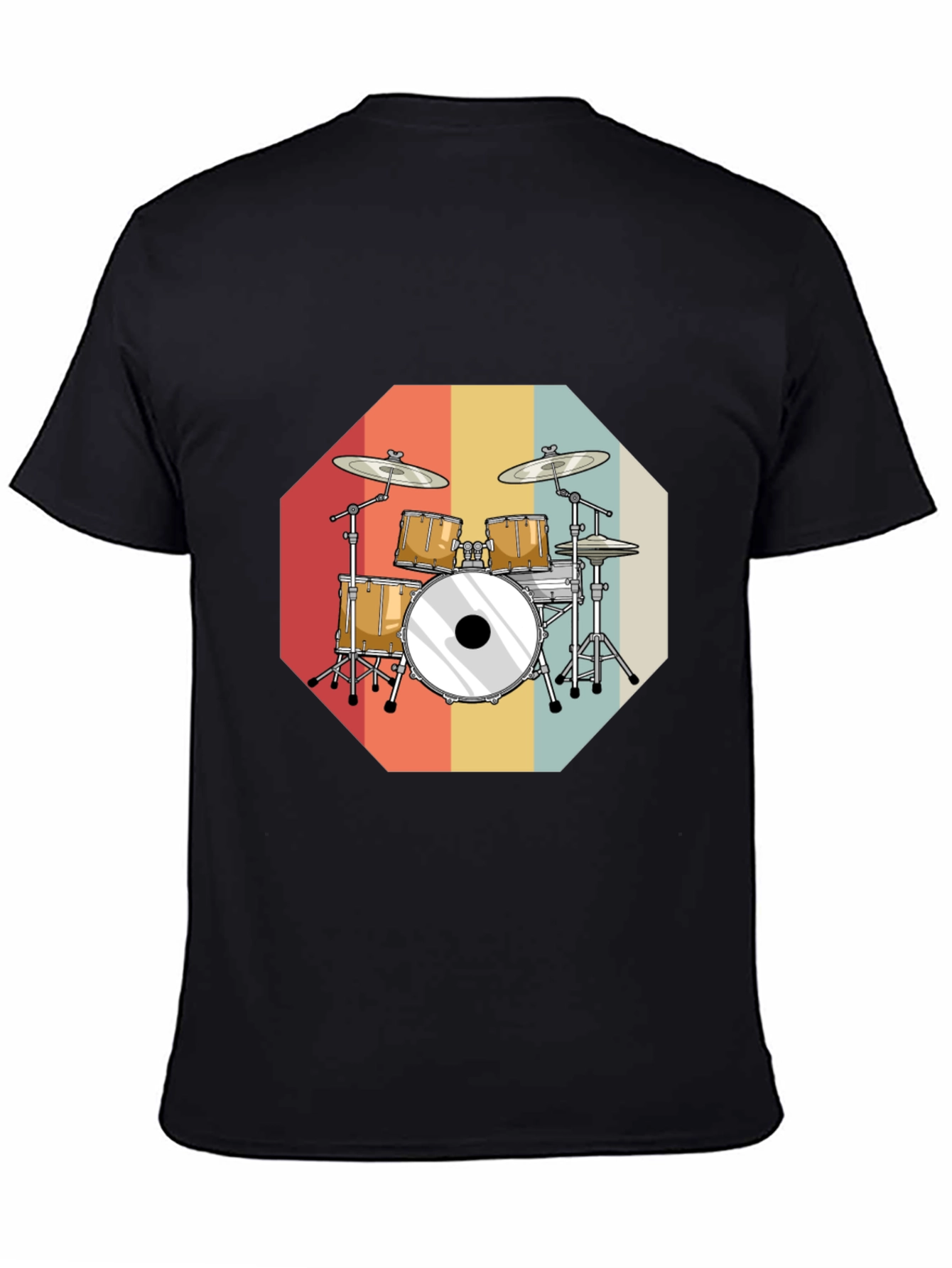 Retro Drum Set Graphic Tee - Black