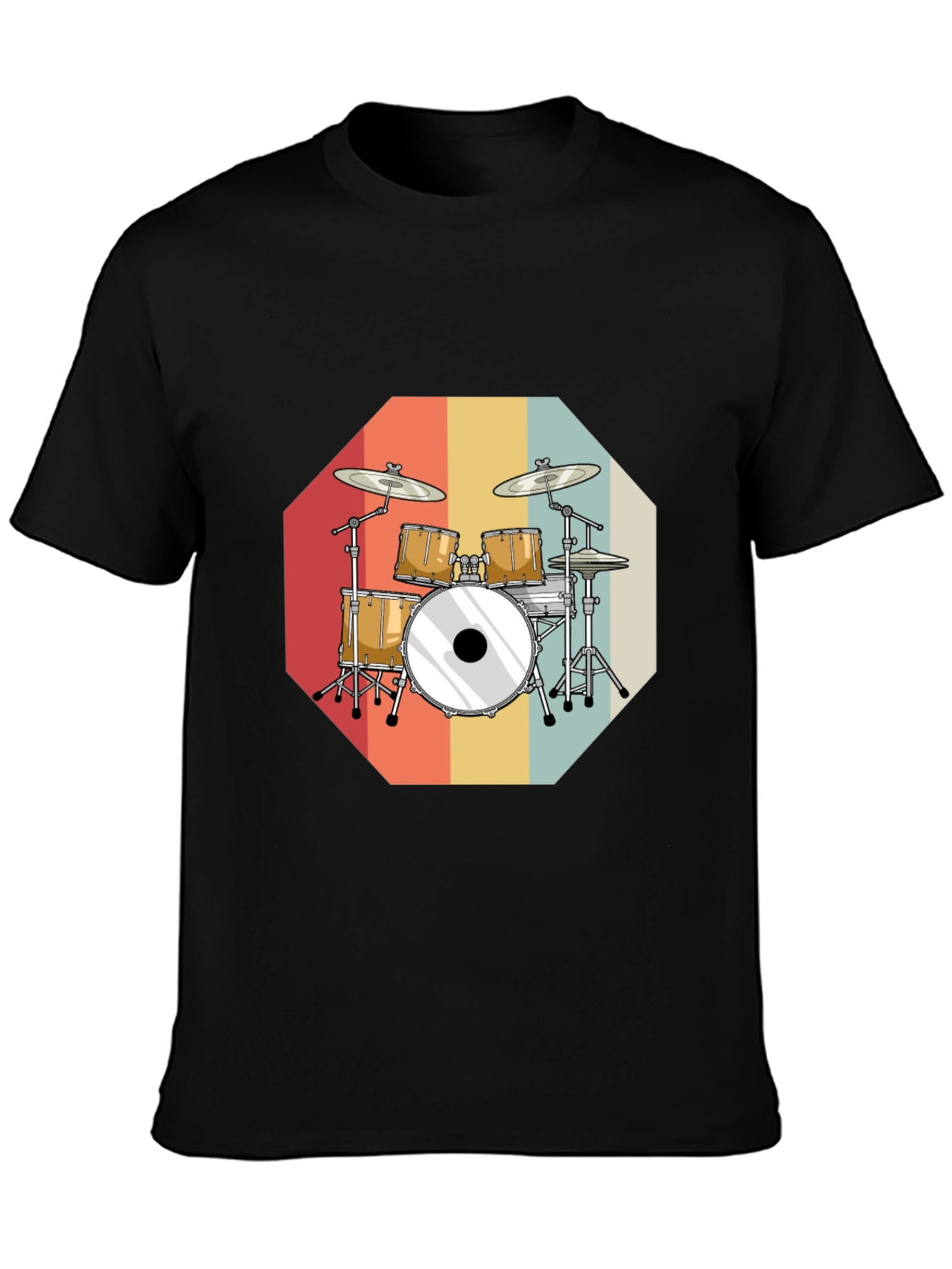 Retro Drum Set Graphic Tee - Black