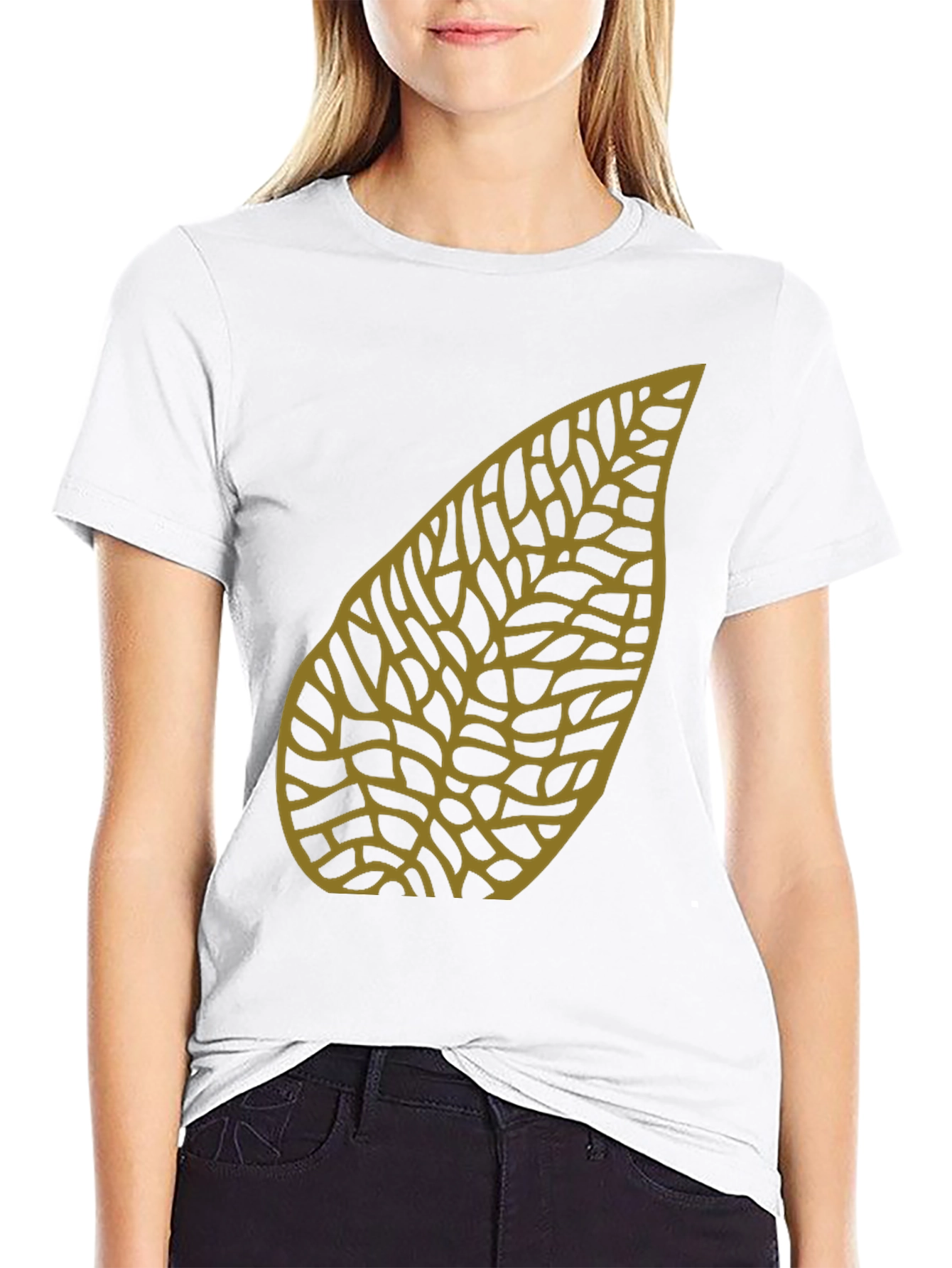 Leaf Pattern Black T-Shirt