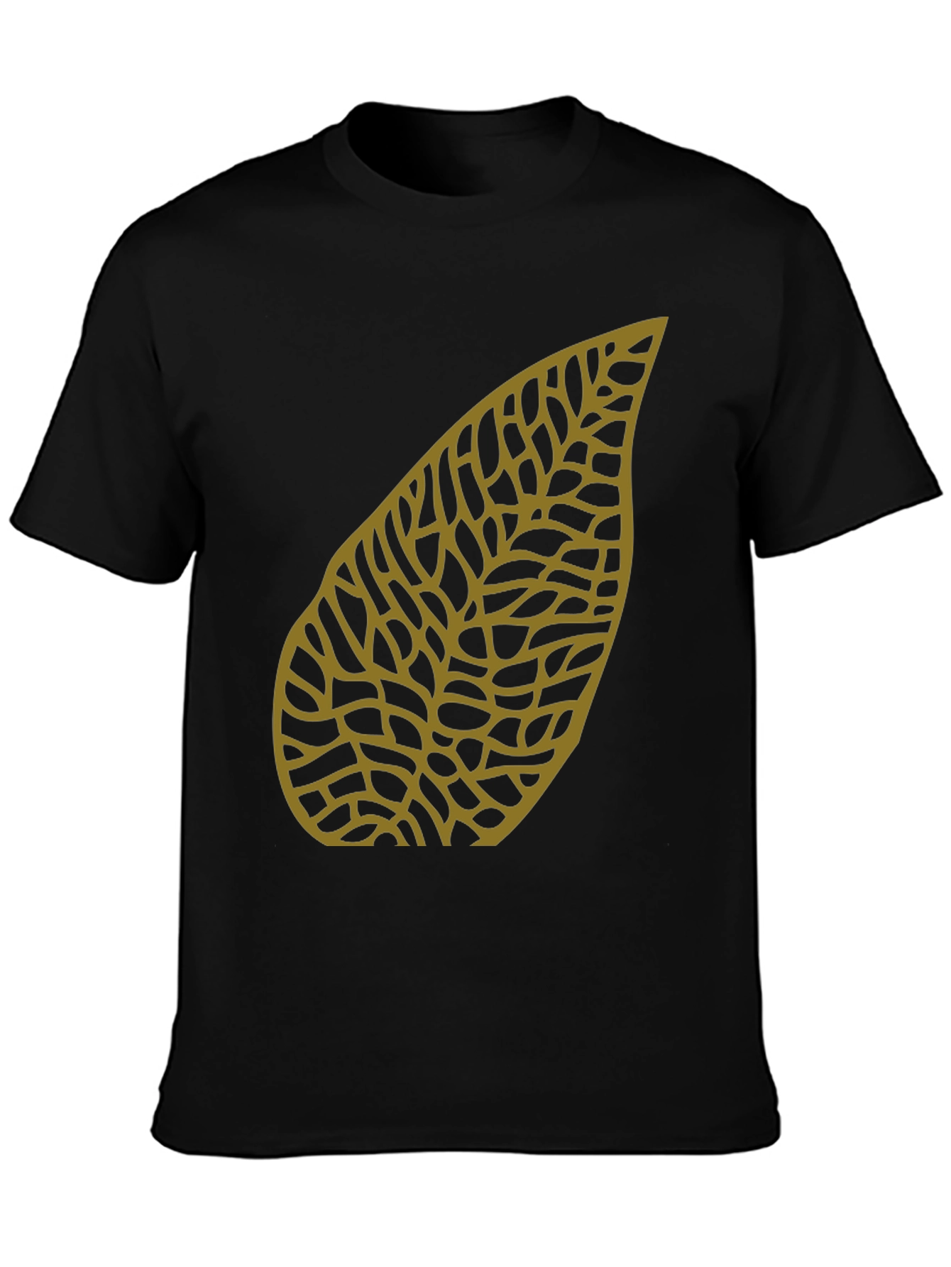 Leaf Pattern Black T-Shirt
