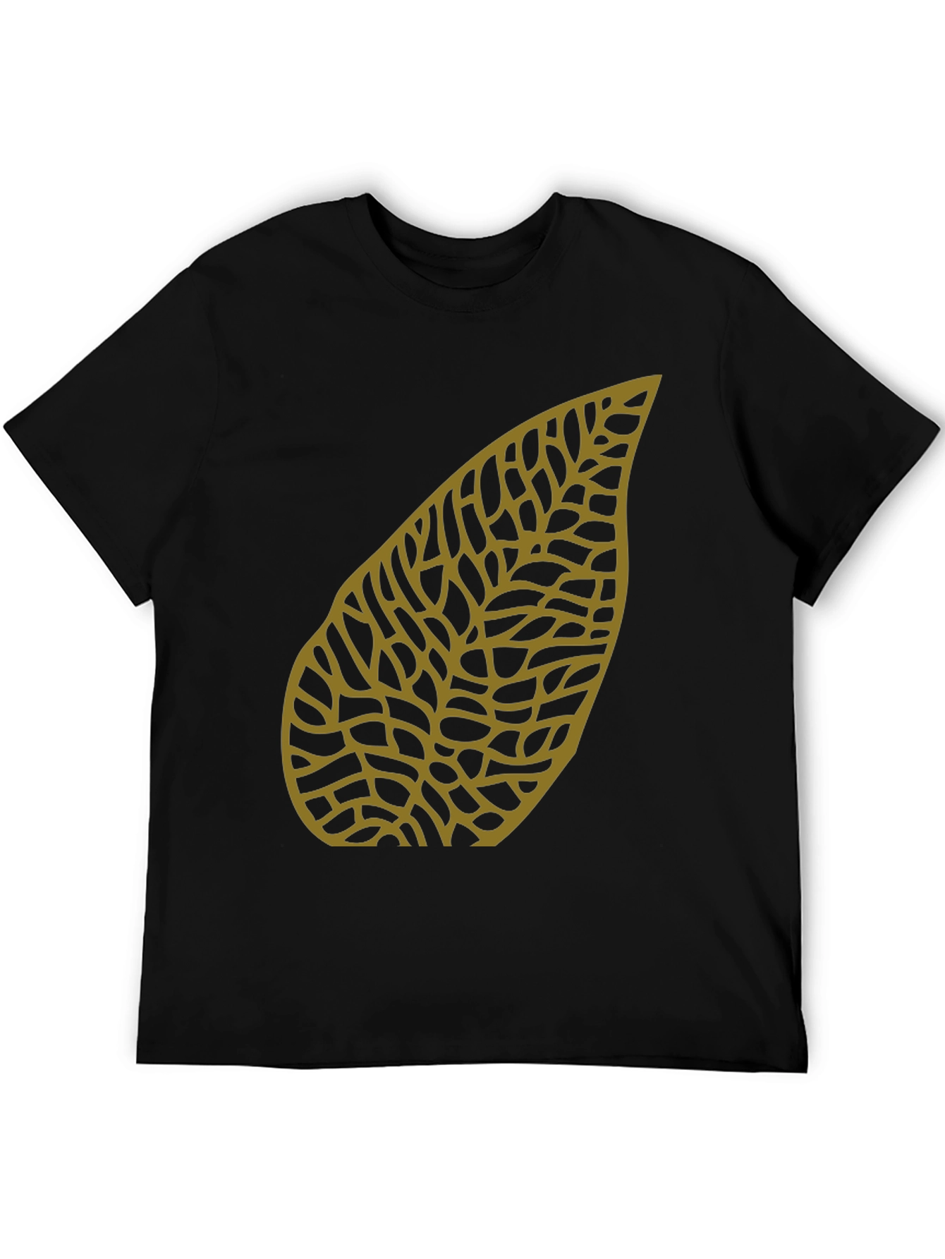 Leaf Pattern Black T-Shirt