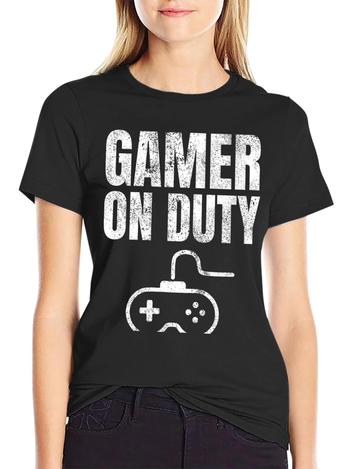Gamer On Duty Black Graphic T-Shirt