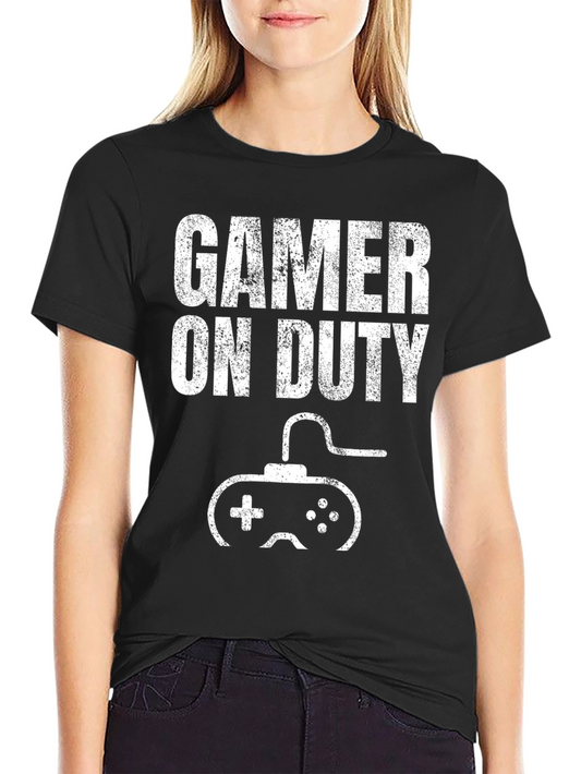 Gamer On Duty Black Graphic T-Shirt