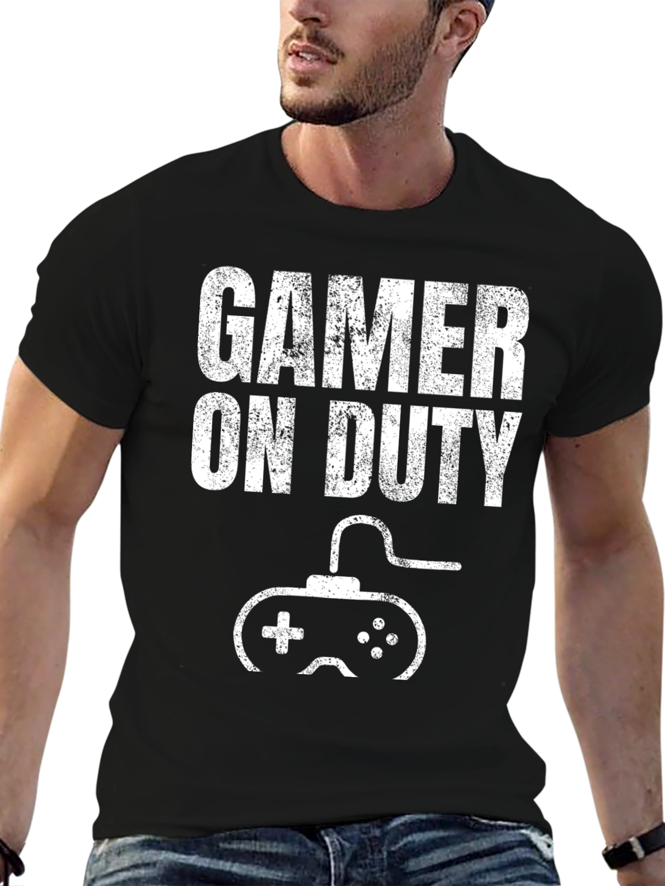 Gamer On Duty Black Graphic T-Shirt
