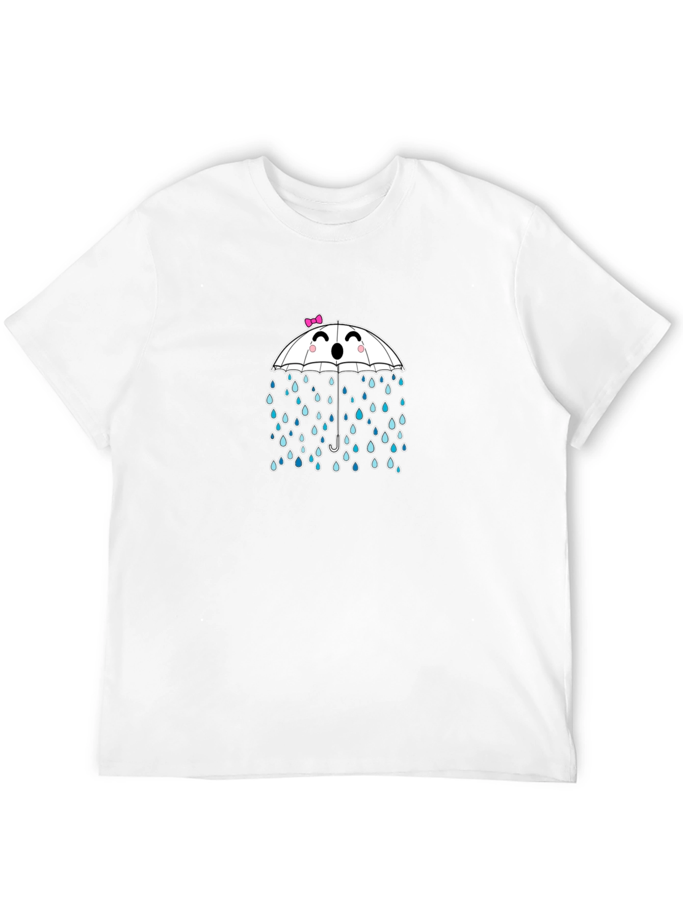 Cute Umbrella & Raindrops Black T-Shirt