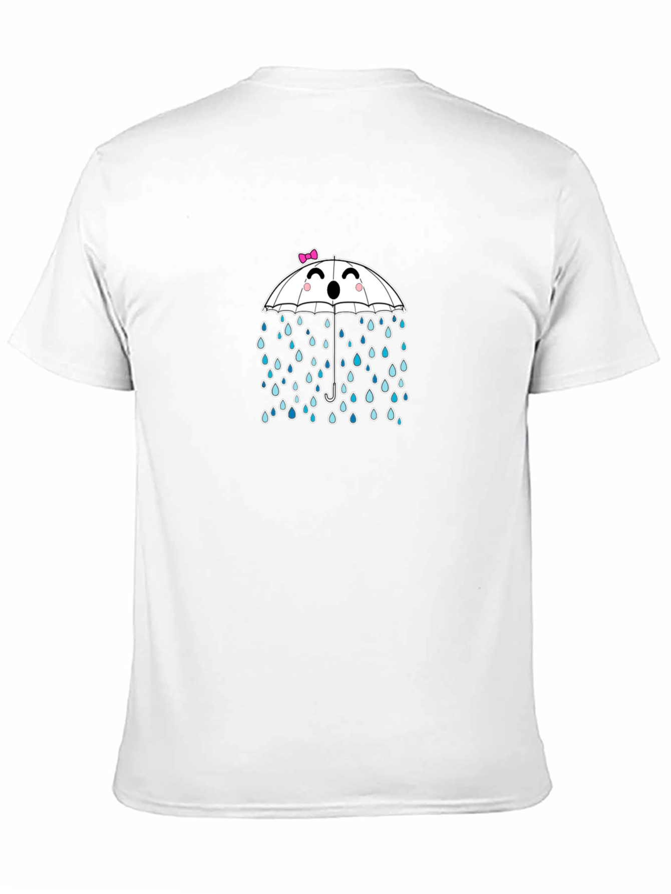Cute Umbrella & Raindrops Black T-Shirt