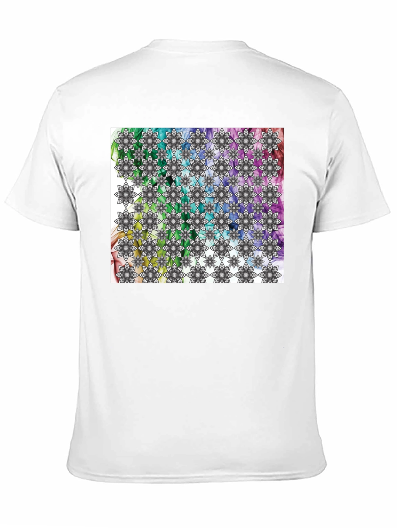 Kaleidoscope Floral Print Mens Black T-Shirt