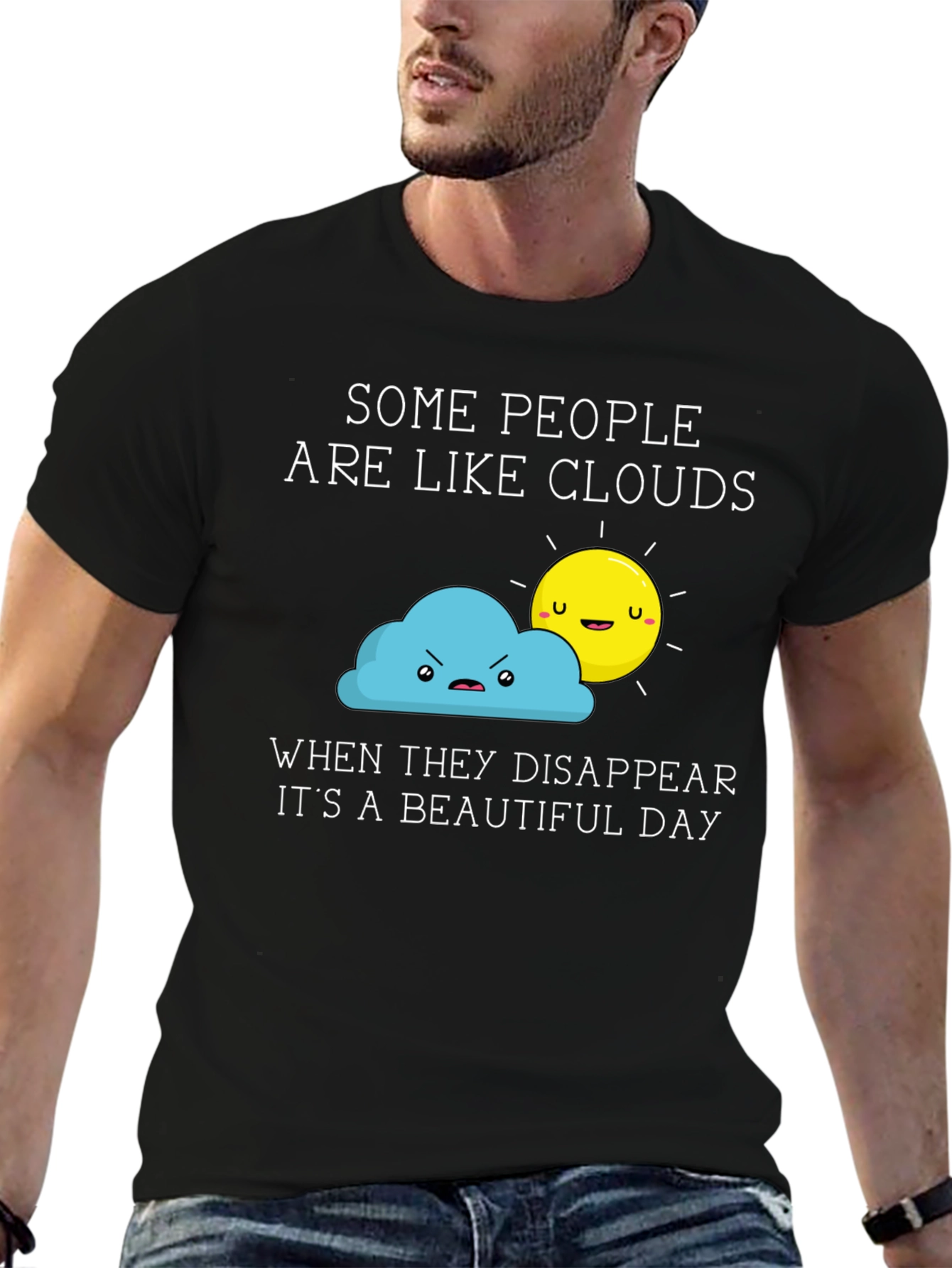 Funny Clouds & Sun Graphic T-Shirt