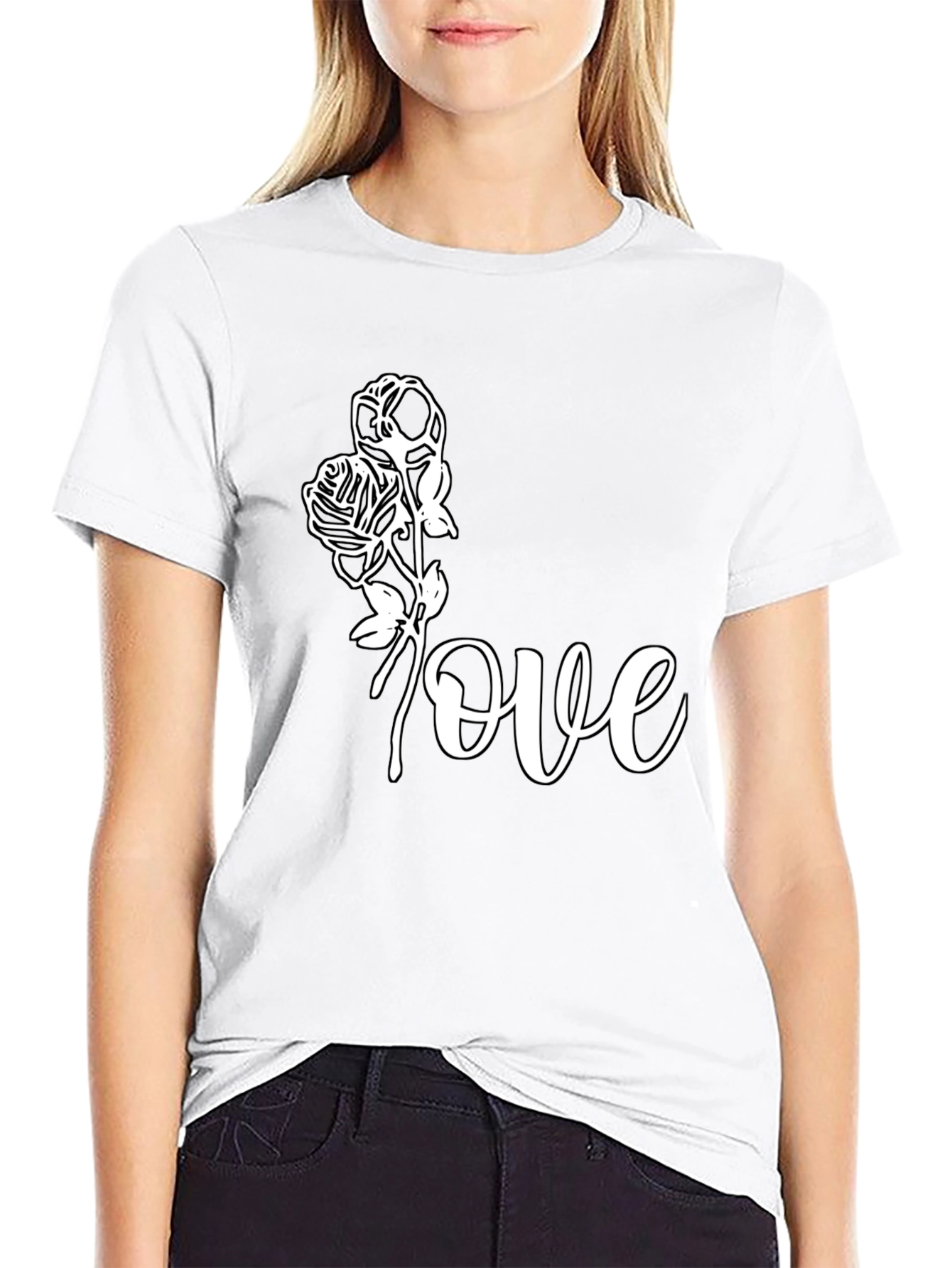 Love Roses Graphic Tee - Black