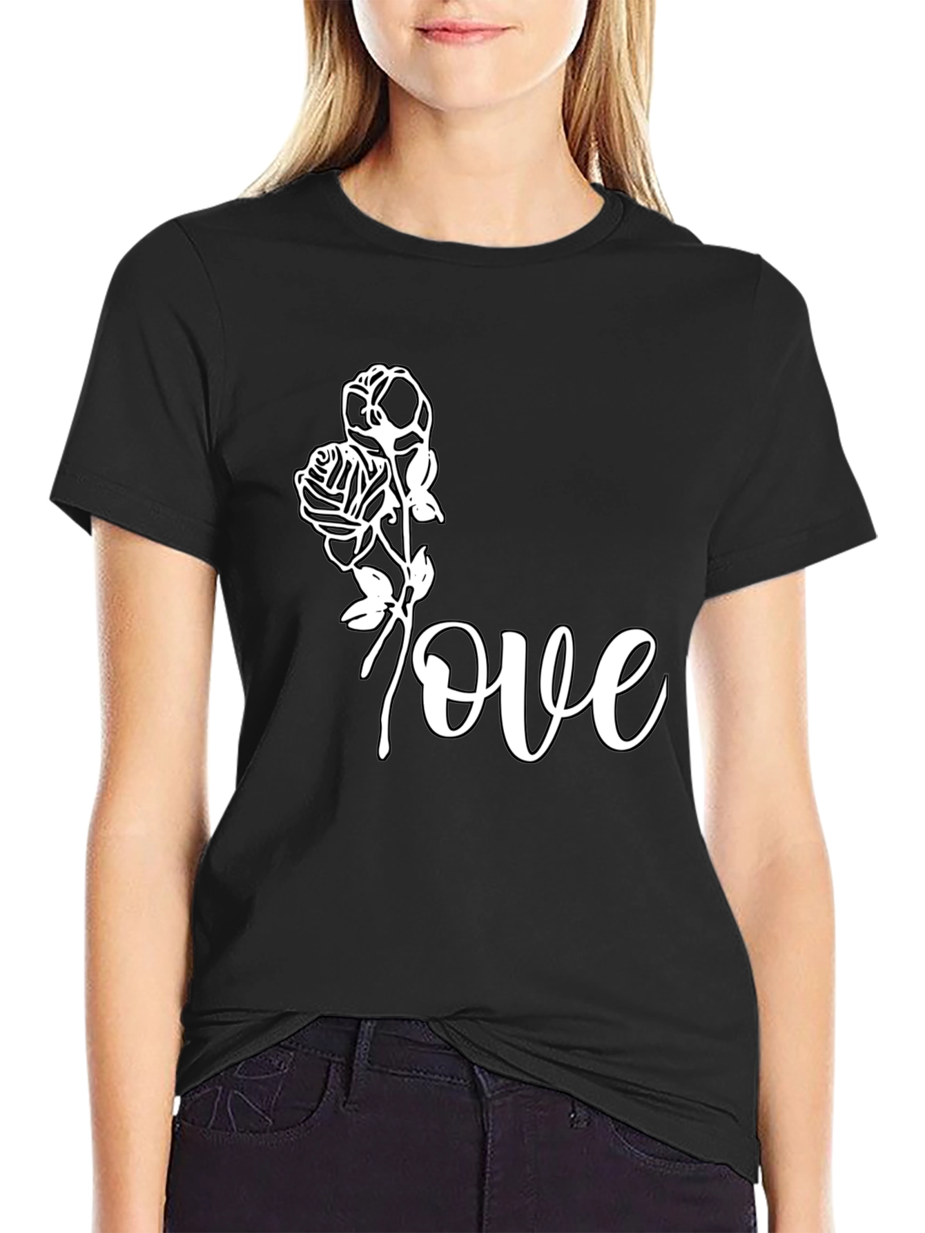 Love Roses Graphic Tee - Black