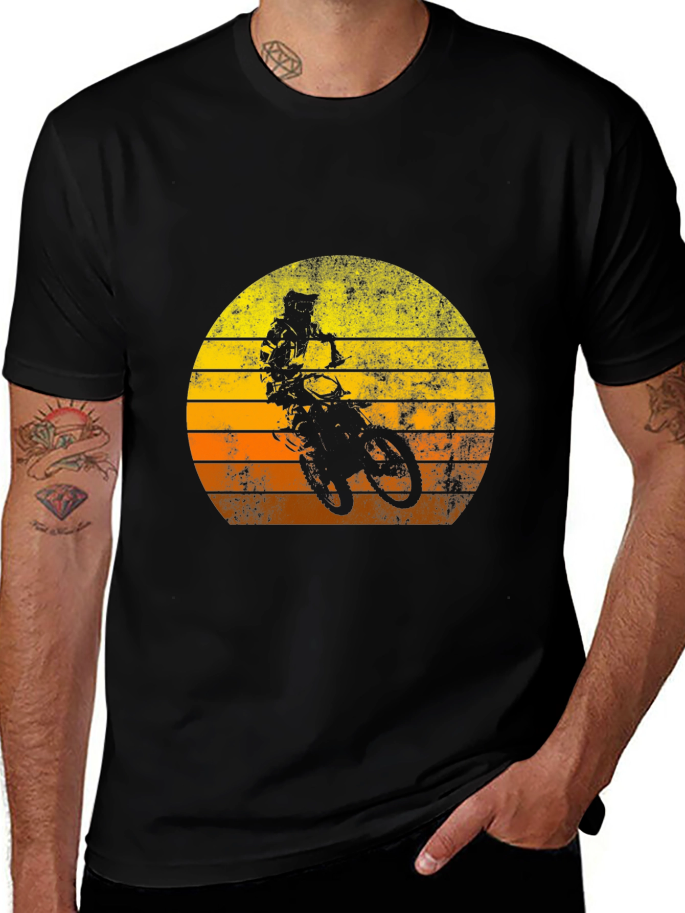 Retro Motocross Sunset T-Shirt - Black
