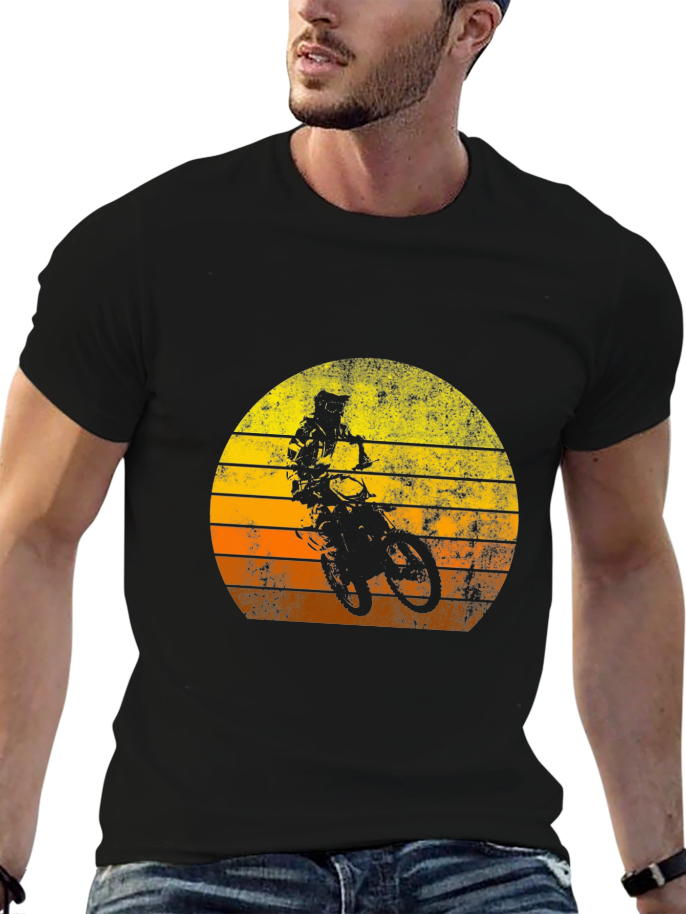 Retro Motocross Sunset T-Shirt - Black