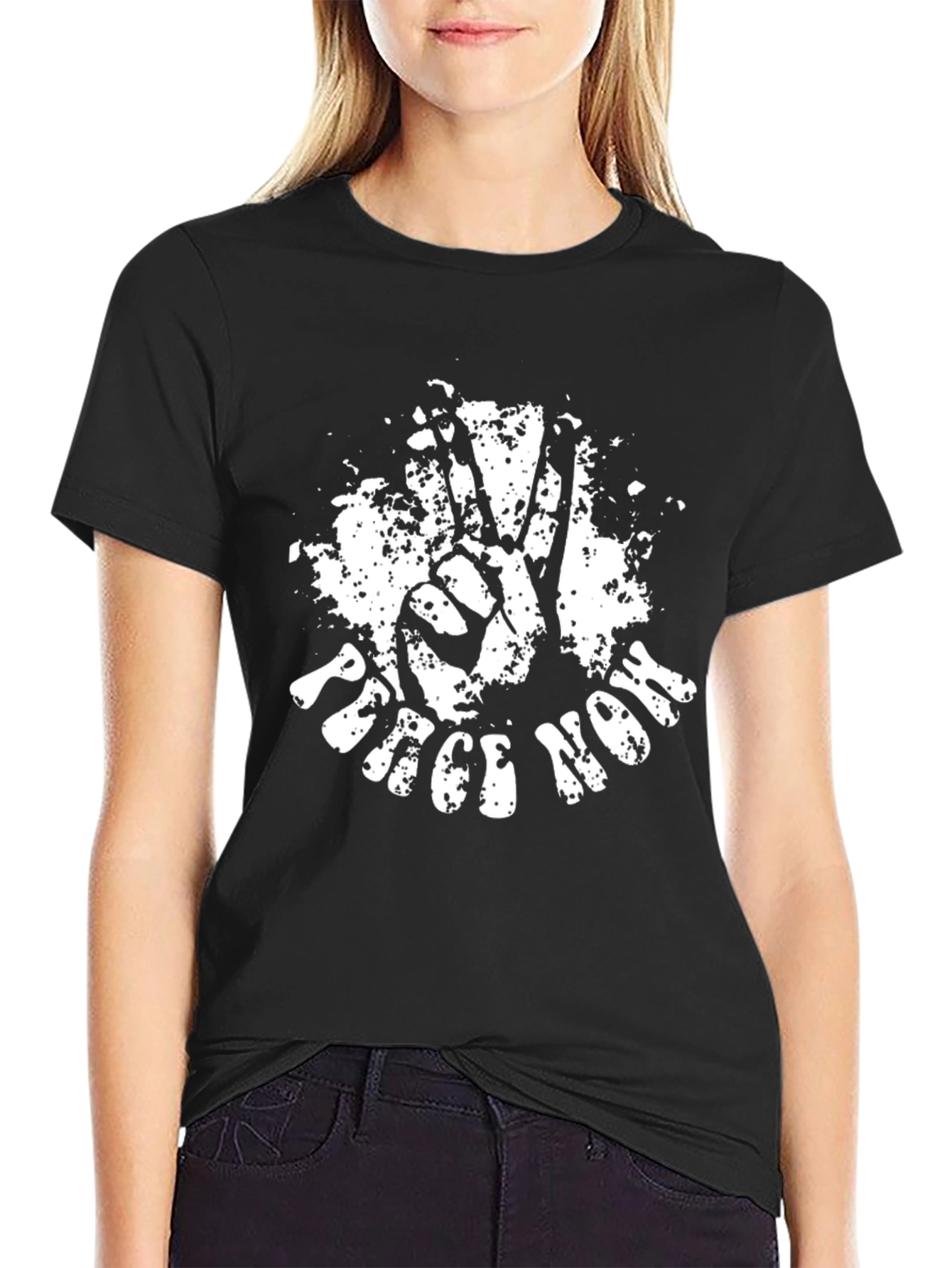 Peace Now Graphic Tee - Black Cotton T-Shirt
