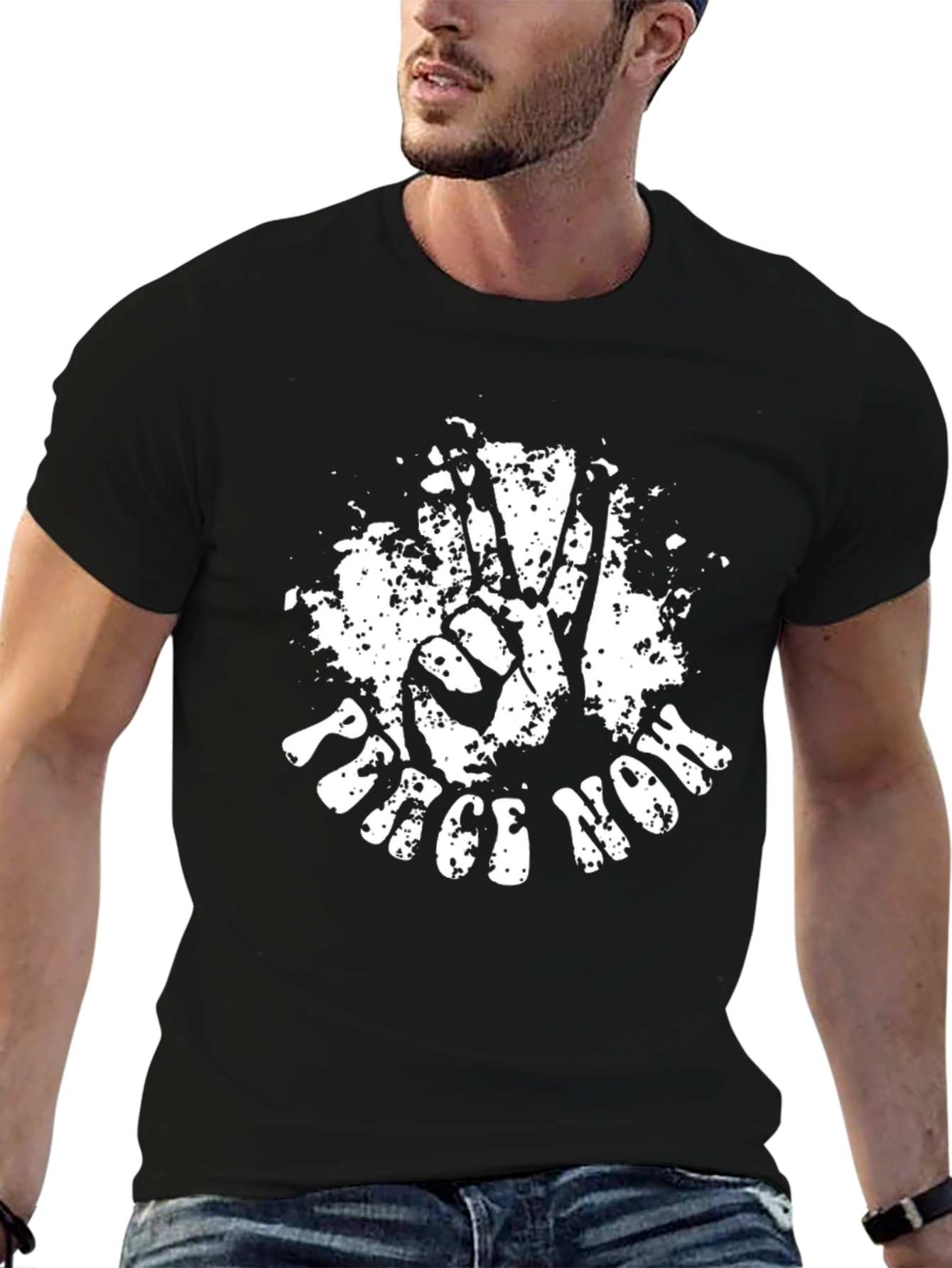Peace Now Graphic Tee - Black Cotton T-Shirt