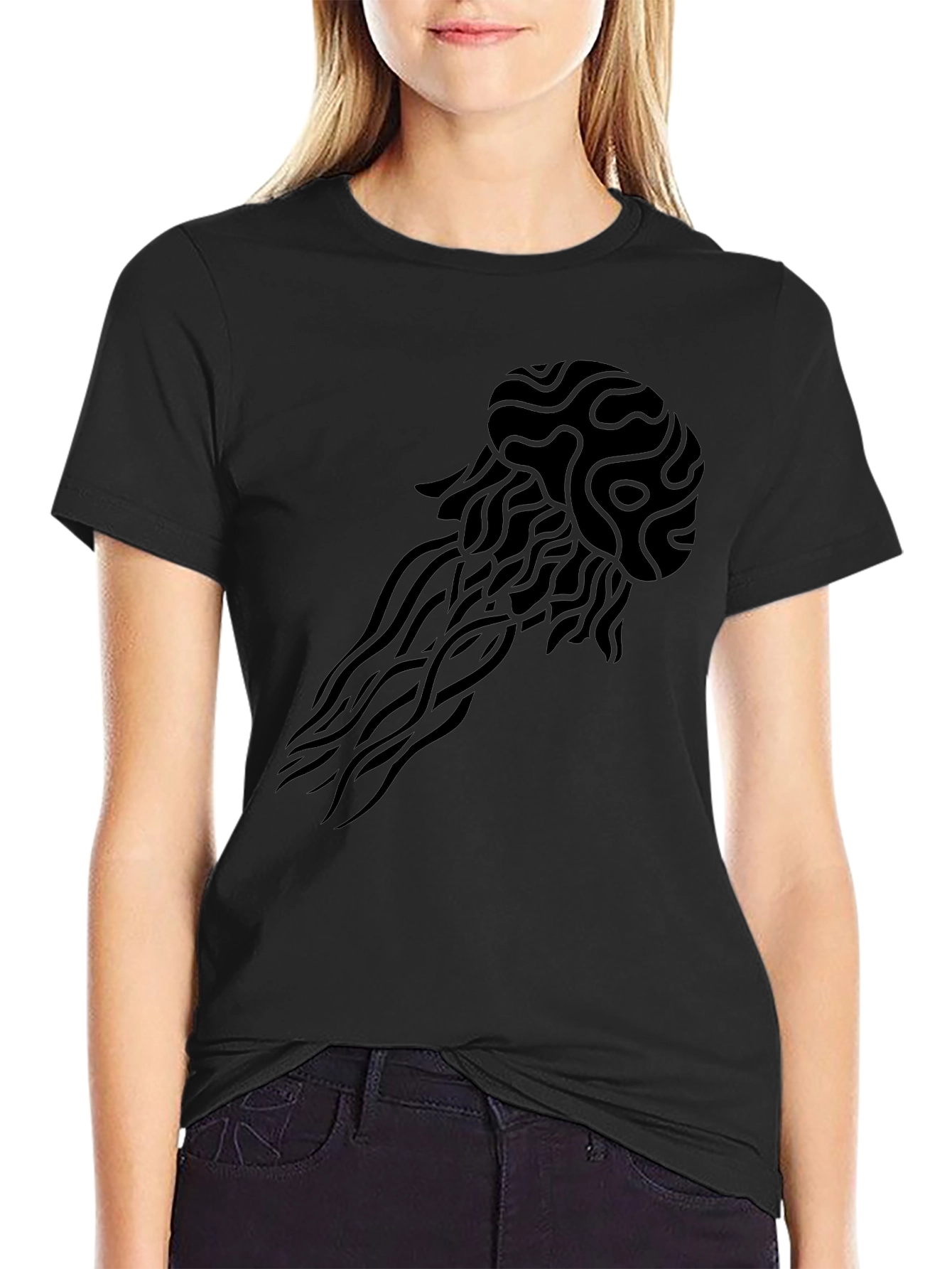 Tribal Jellyfish Black Graphic Tee